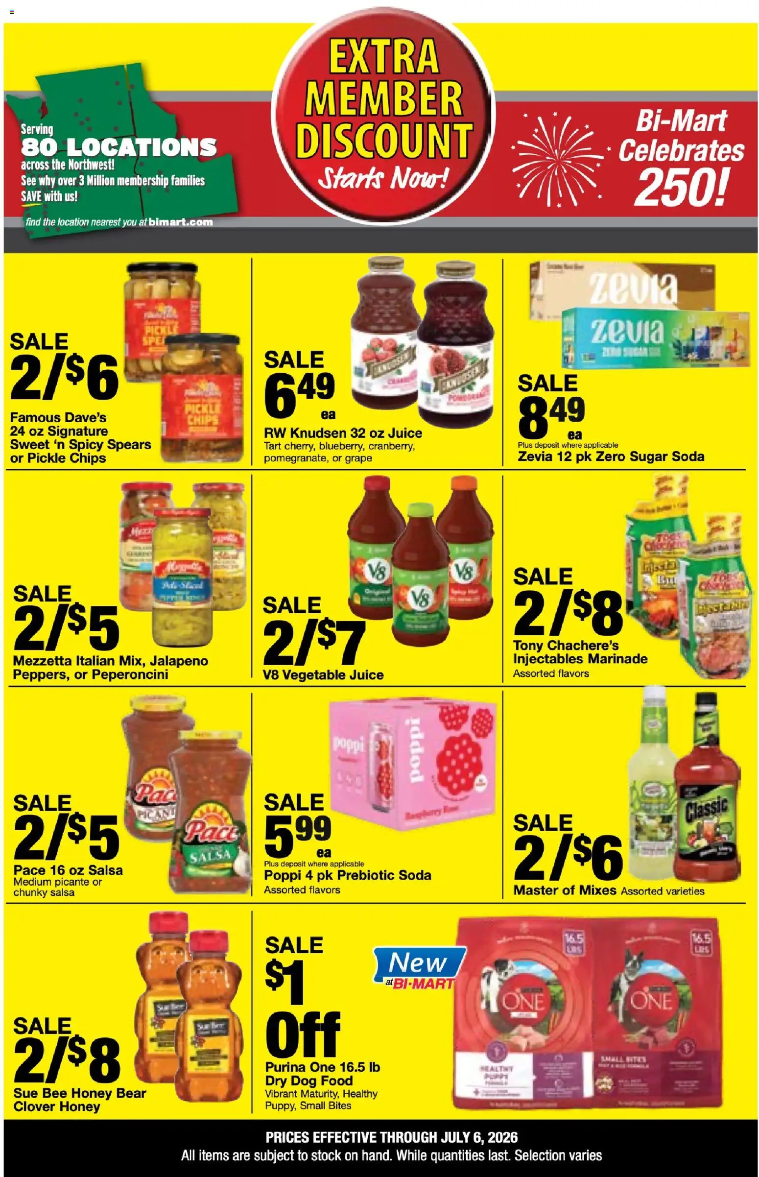 Bi-Mart Extra Member Discount - valid from 06/23/2026 | Page: 15 | Products: Dog Food, Juice, Chips, Sugar