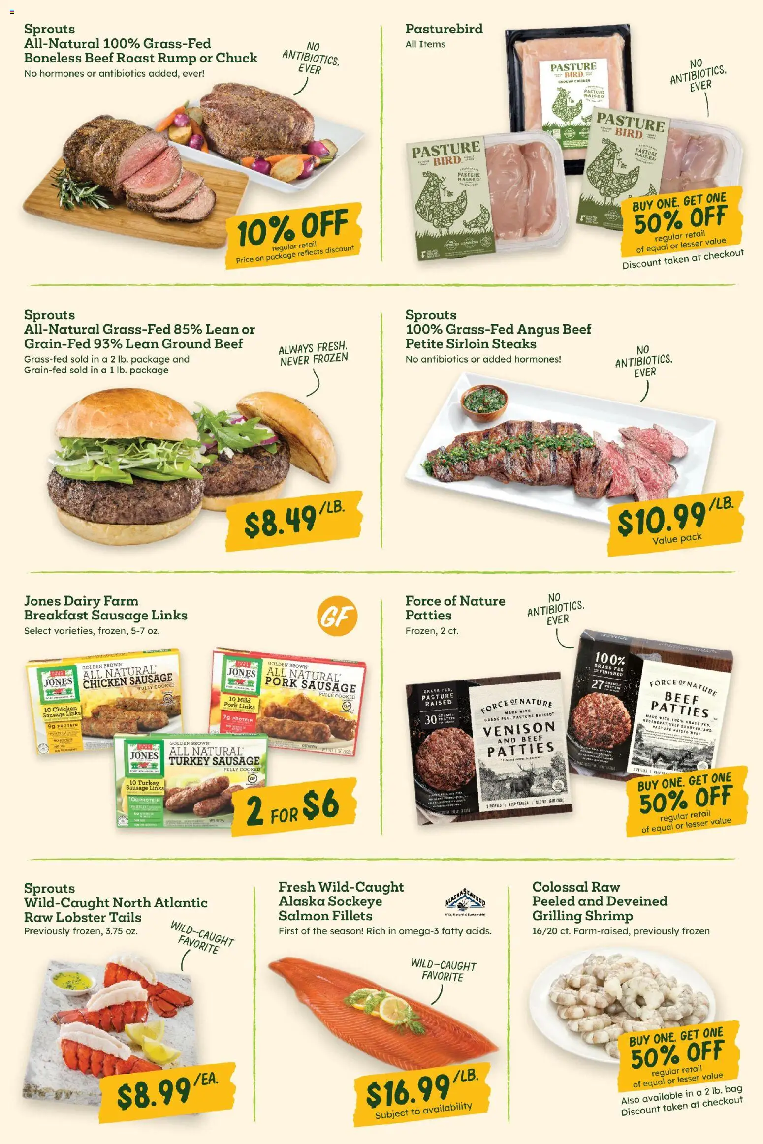 Sprouts Weekly Ad - valid from 07/08/2026 | Page: 3 | Products: Pork, Beef, Sausage, Bag