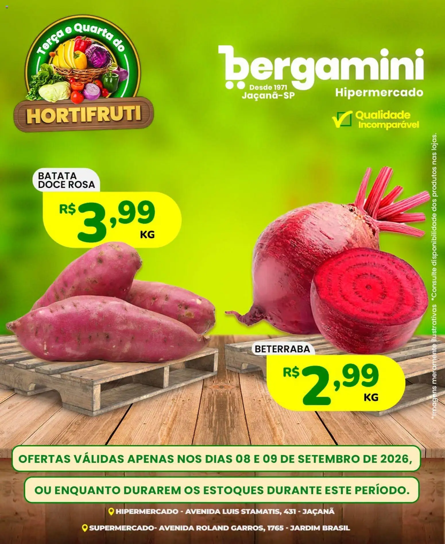 Supermercado Bergamini Folheto - válido de 08/09/2026 | Página: 9 | Produtos: Beterraba, Doce, Batata