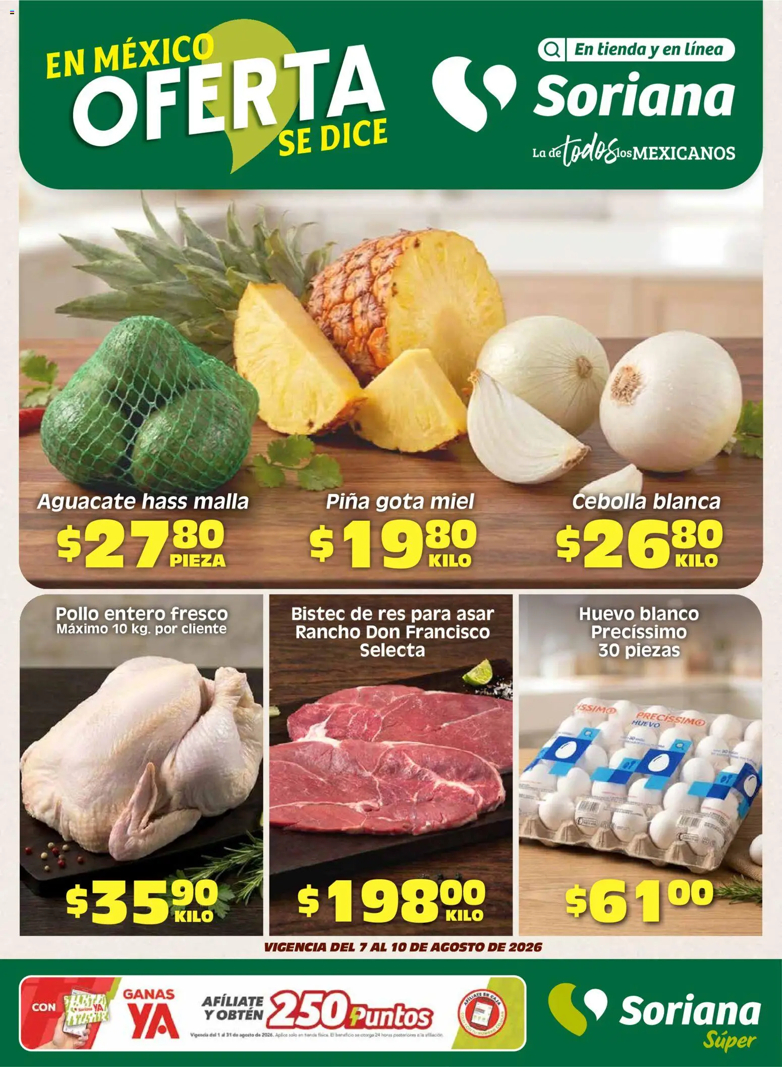 Nuevas ofertas de Soriana válidas en toda la República Mexicana desde el 07/08/2026. ¡Encuentra las mejores ofertas en Soriana Fin de Semana Súper: BCS, Son y Sin! | Página: 1 | Productos: Bistec, Piña, Miel, Bistec de res
