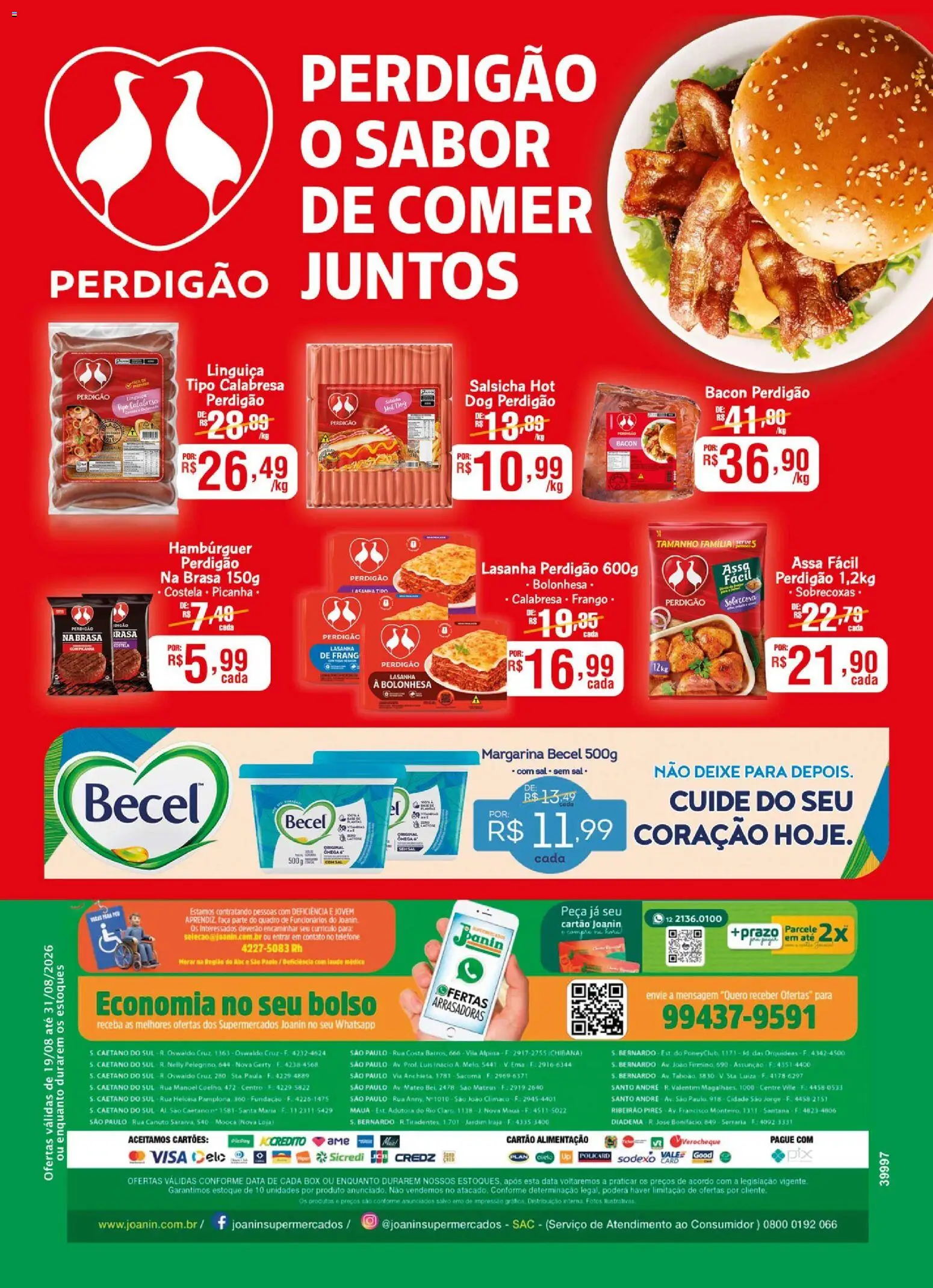 Supermercados Joanin Folheto - válido de 19/08/2026 | Página: 2 | Produtos: Quadro, Lasanha, Bacon, Margarina
