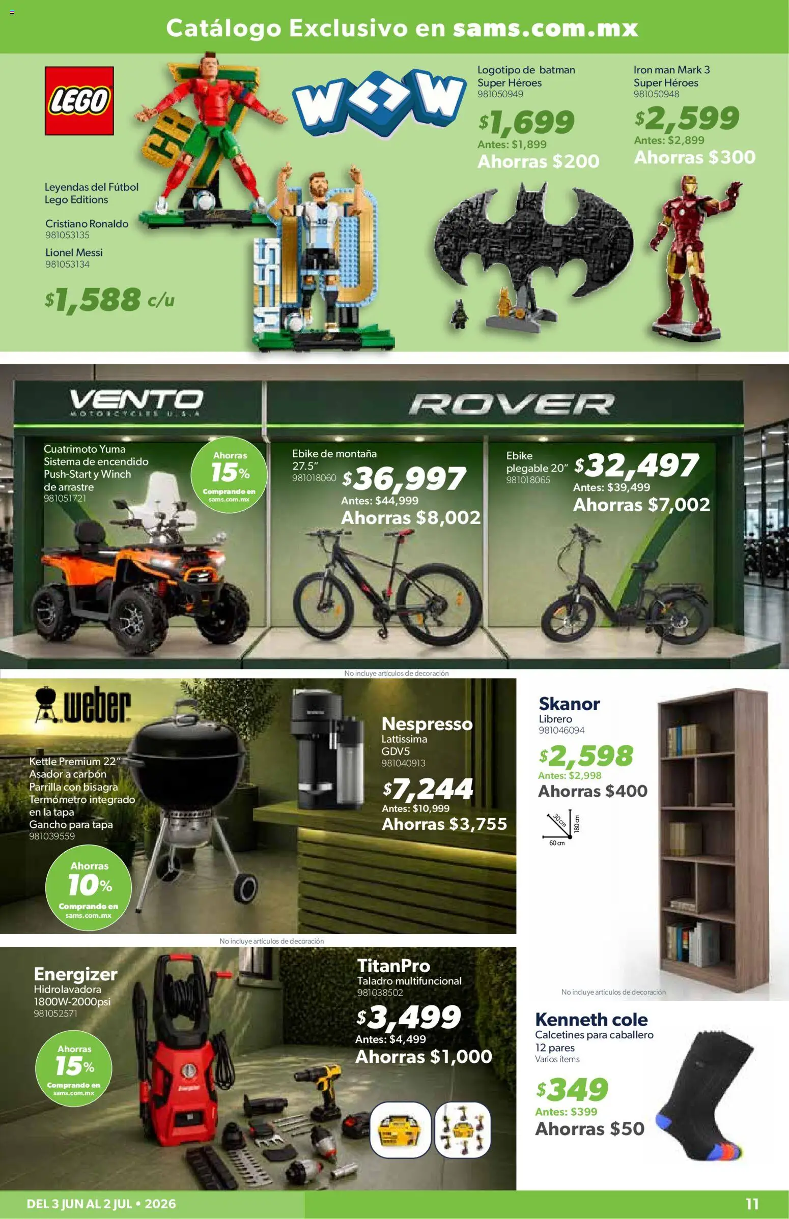 Nuevas ofertas de Sam's Club válidas en toda la República Mexicana desde el 03.06.2026. ¡Encuentra las mejores ofertas en Sam's Club catálogo Mi gran jugada. Es comprar productos únicos! | Página: 11 | Productos: Bisagra, Taladro, Hidrolavadora, Parrilla