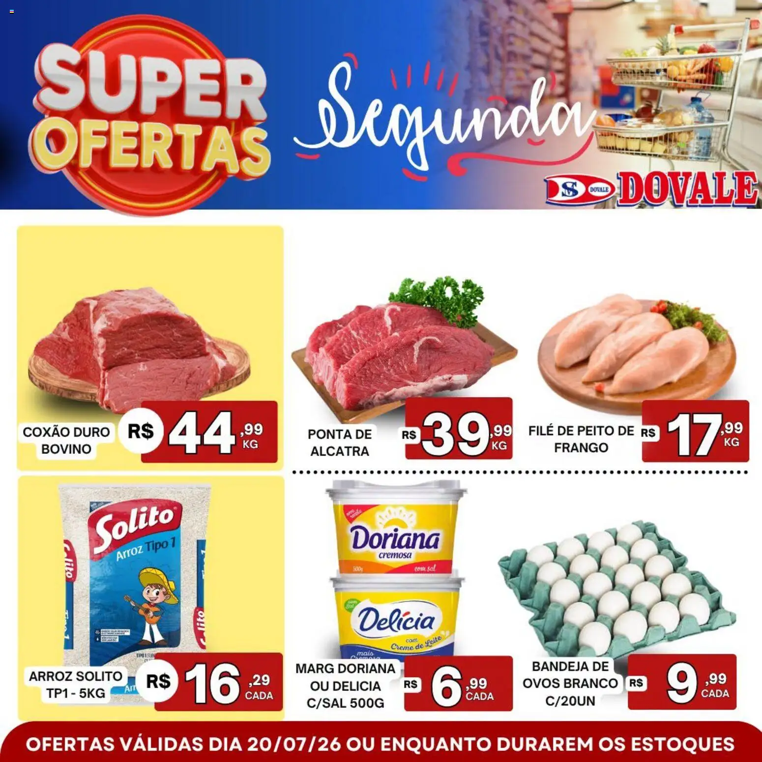 Dovale Folheto - válido de 20/07/2026 | Página: 1 | Produtos: Alcatra, Creme, Bandeja, Creme de leite