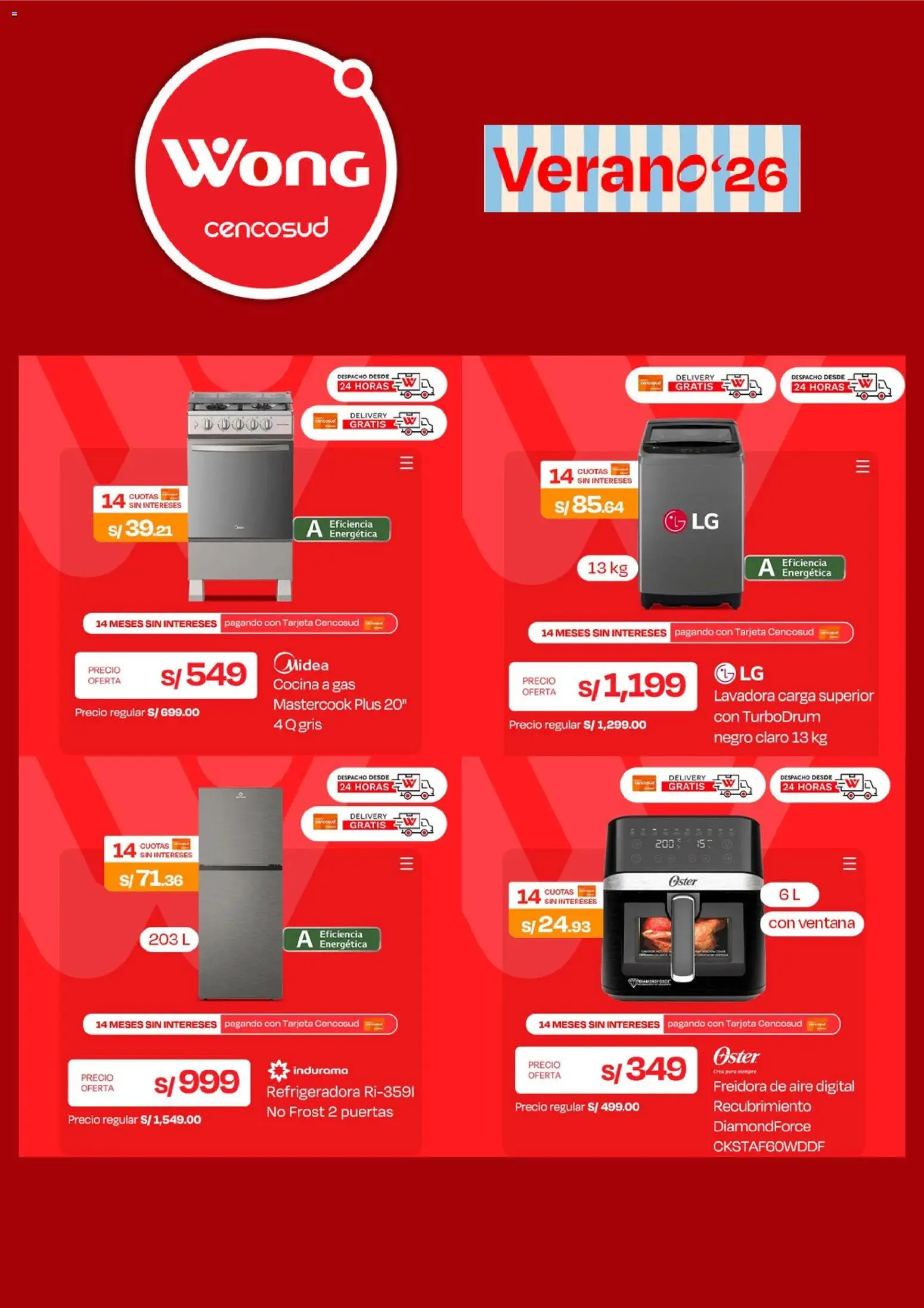 Catálogo Wong válido desde 18.05.2026 | Página: 5 | Productos: Lavadora, Cocina, Freidora