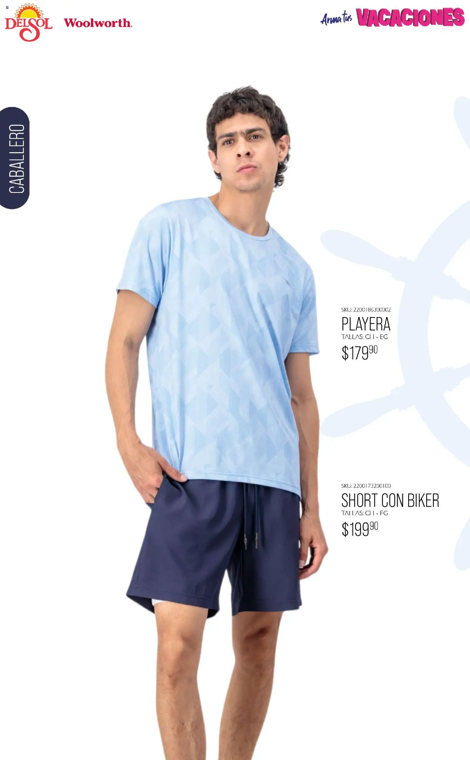 Nuevas ofertas de Del Sol y Woolworth válidas en toda la República Mexicana desde el 19.03.2026. ¡Encuentra las mejores ofertas en Del Sol y Woolworth catálogo Moda Vacaciones! | Página: 19 | Productos: Playera, Short