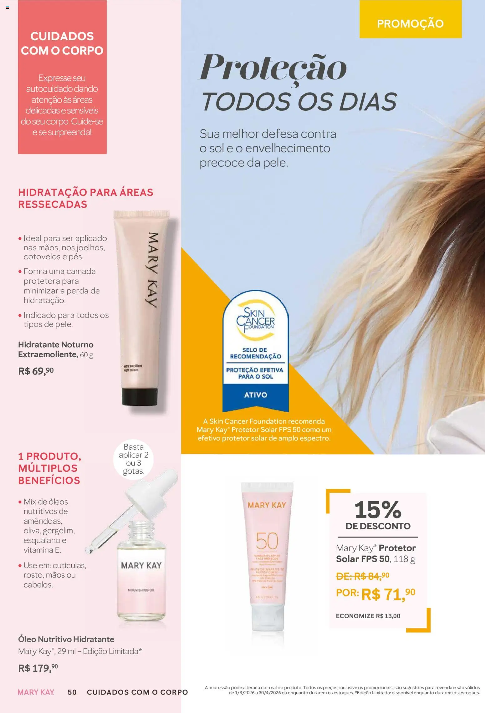 Mary Kay Folheto - válido de 01/03/2026 | Página: 50 | Produtos: Protetor solar, Óleo
