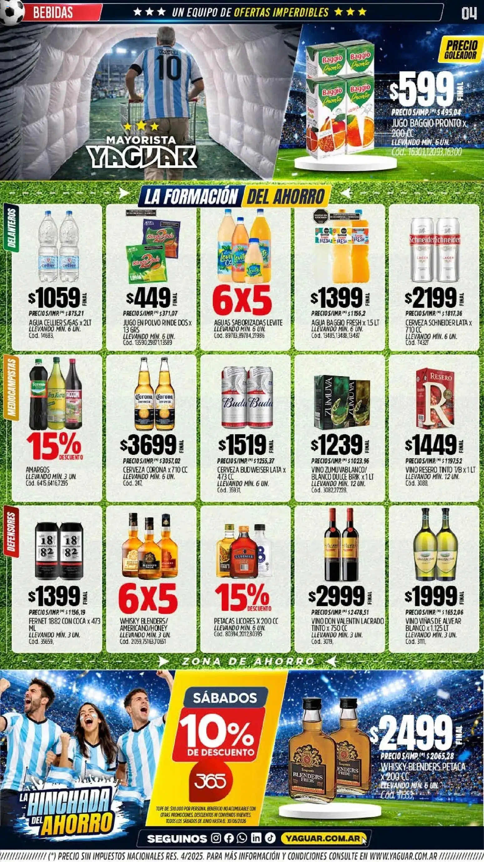 Yaguar - Oferta Semanal Mendoza │ válido desde el 08.06.2026 | Página: 4 | Productos: Polvo, Fernet, Vino, Cerveza
