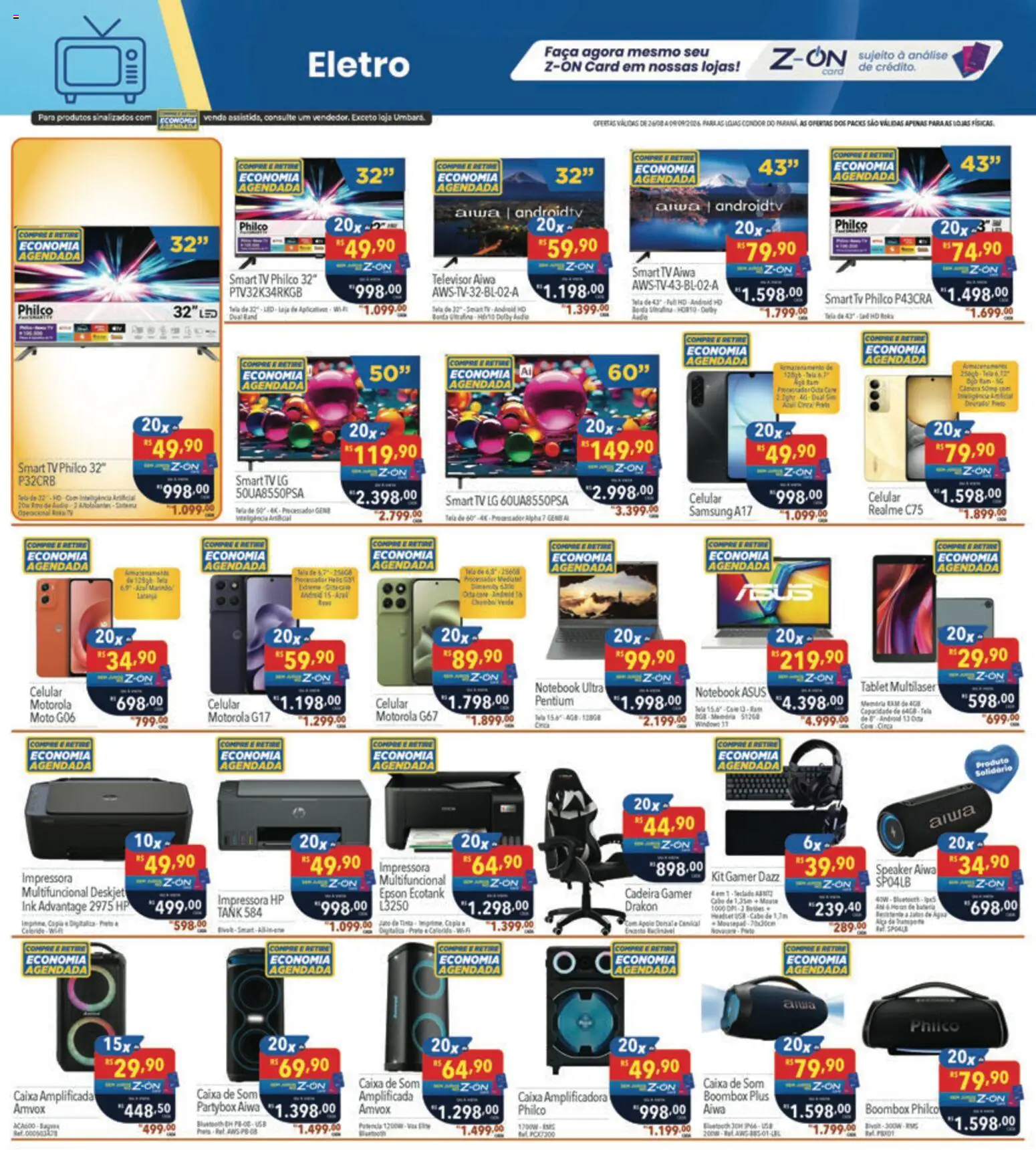 Supermercados Condor Folheto - válido de 26/08/2026 | Página: 28 | Produtos: Multifuncional, Tv, Impressora, Cabo