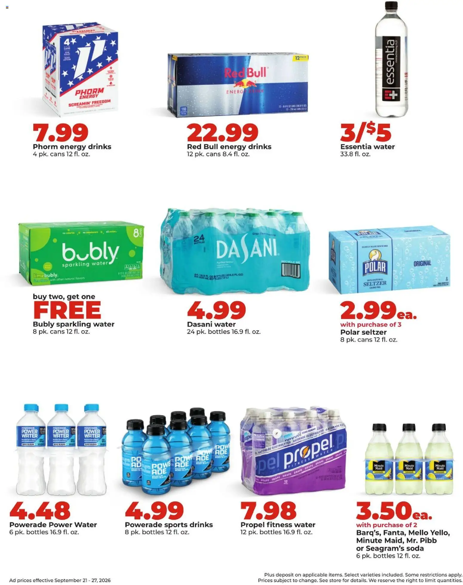 HyVee Weekly Ad - valid from 09/21/2026 | Page: 27 | Products: Water, Red Bull