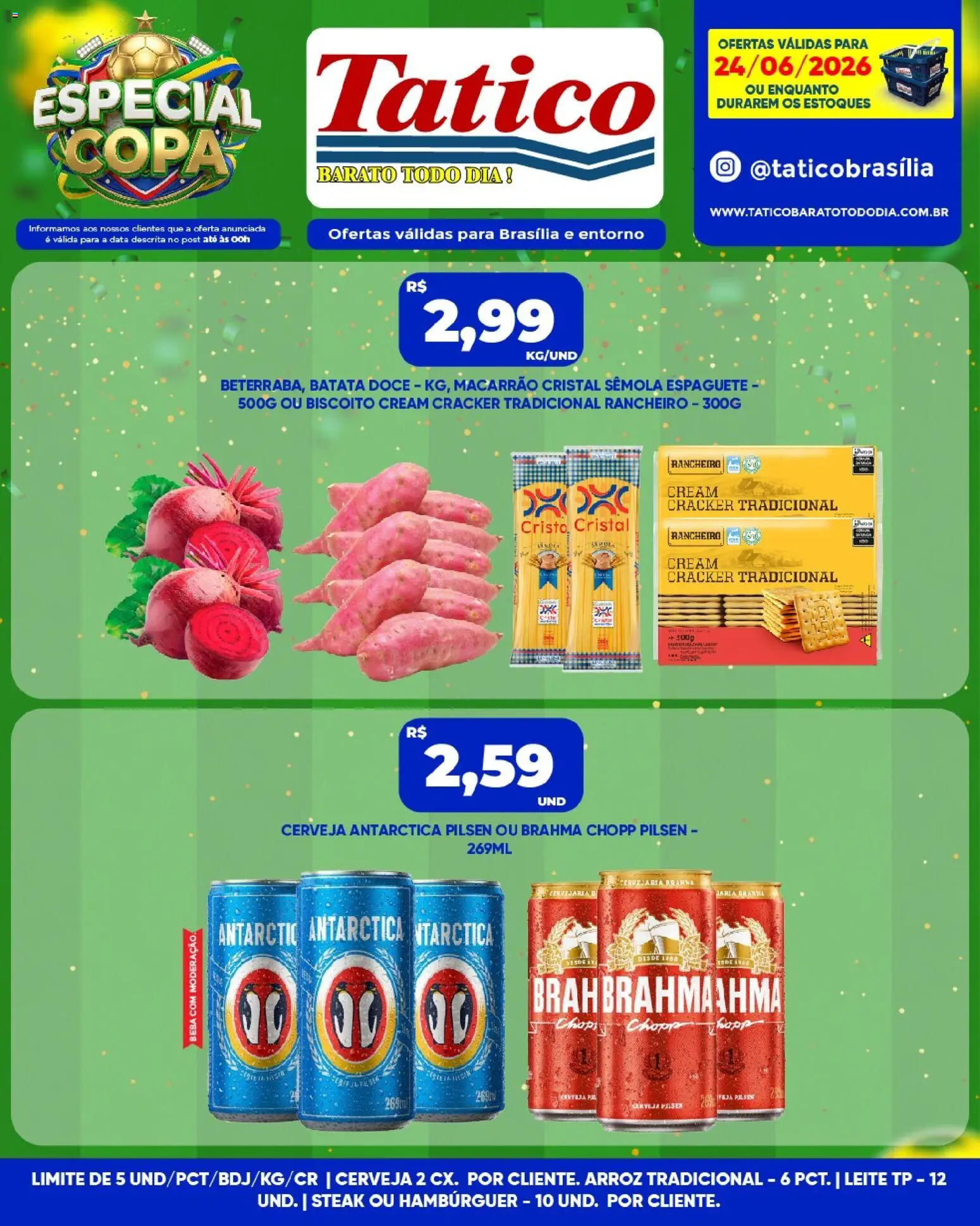 Tatico Folheto - válido de 24/06/2026 | Página: 2 | Produtos: Espaguete, Biscoito, Copa, Macarrão
