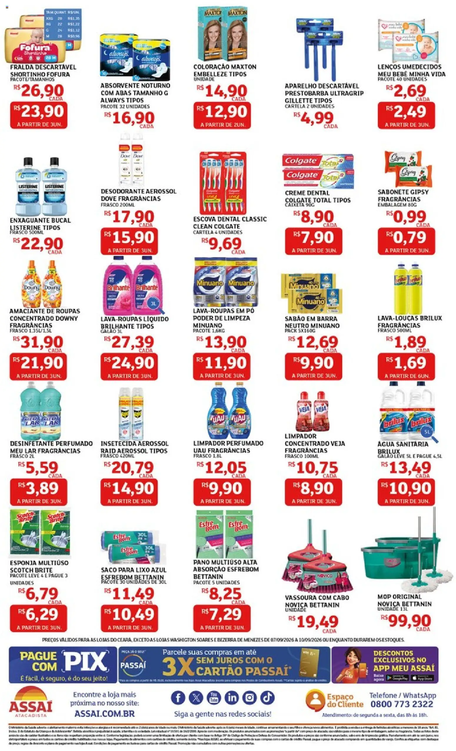 Assaí Atacadista Folheto - válido de 07/09/2026 | Página: 4 | Produtos: Creme dental colgate total, Telefone, Dove, Absorvente