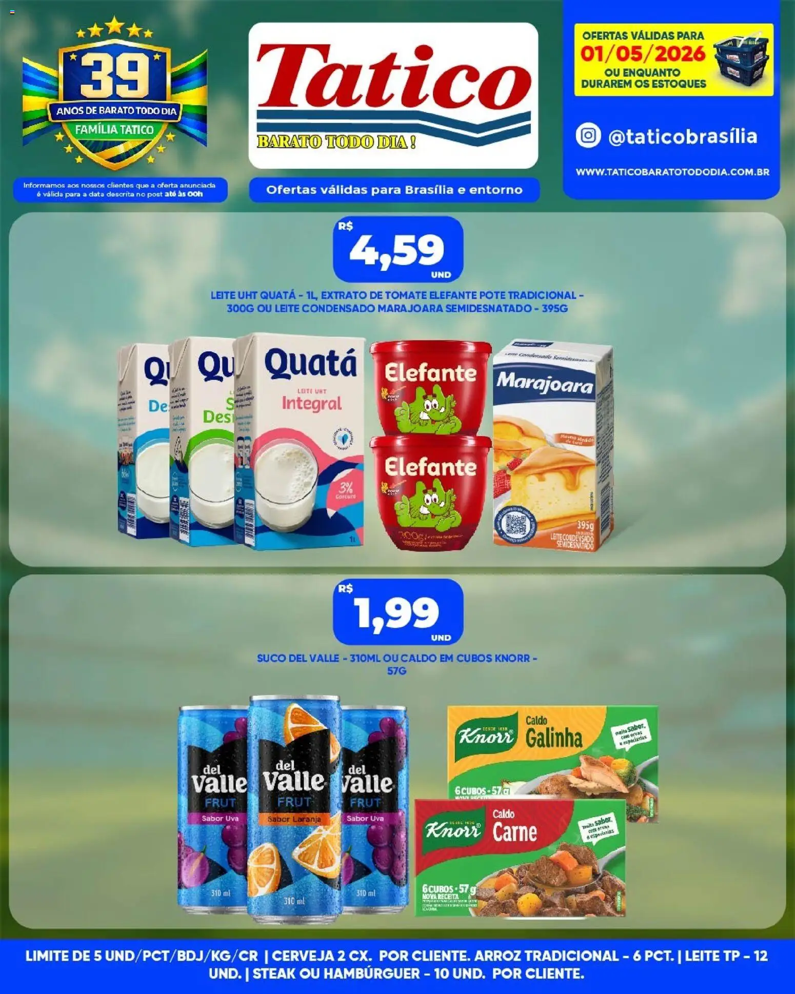 Tatico Folheto - válido de 01.05.2026 | Página: 3 | Produtos: Leite, Arroz, Carne, Knorr