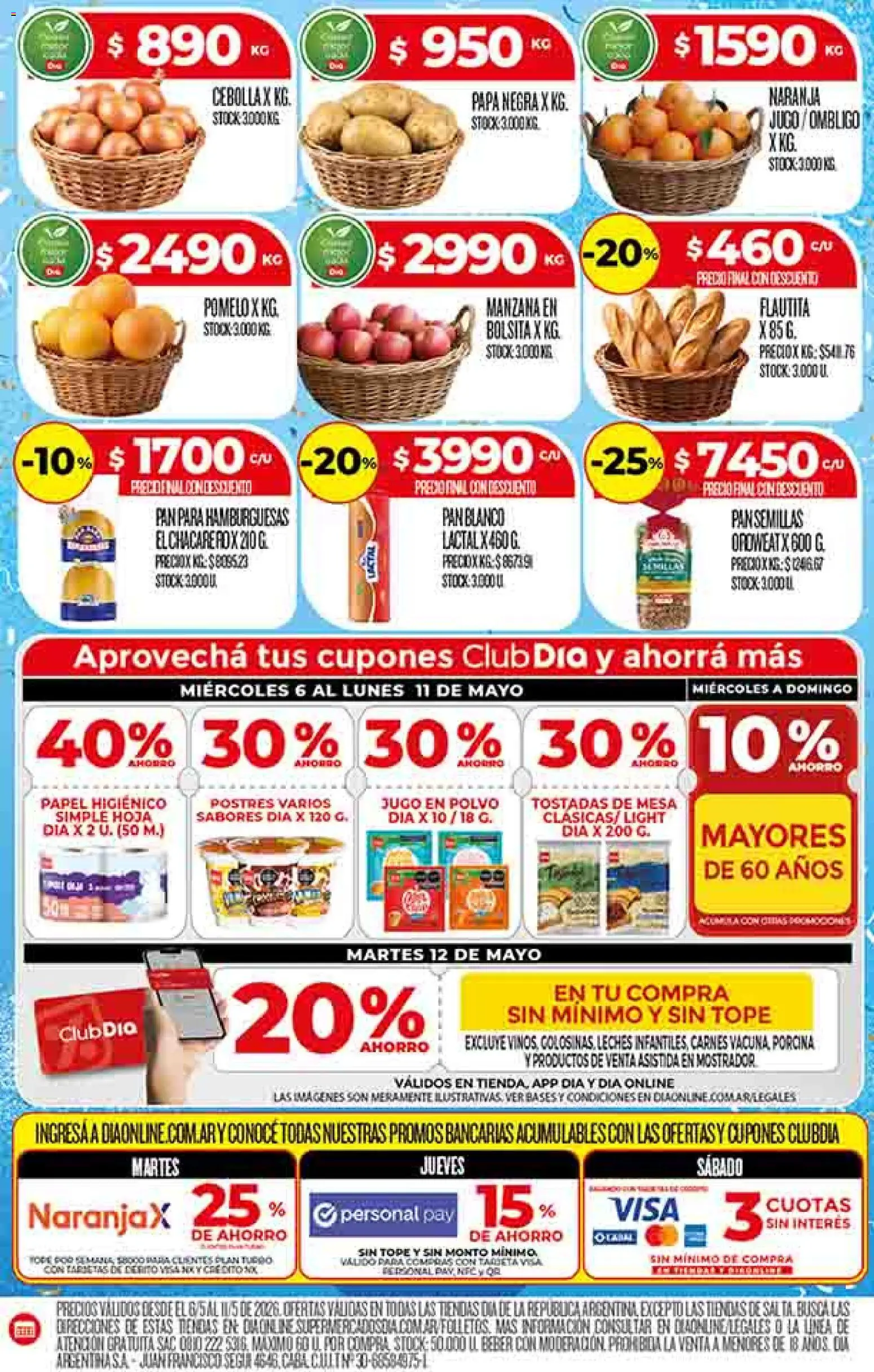 Dia - Ofertas - Excluye Salta y Jujuy │ válido desde el 06.05.2026 | Página: 16 | Productos: Papa, Polvo, Pan, Jugo