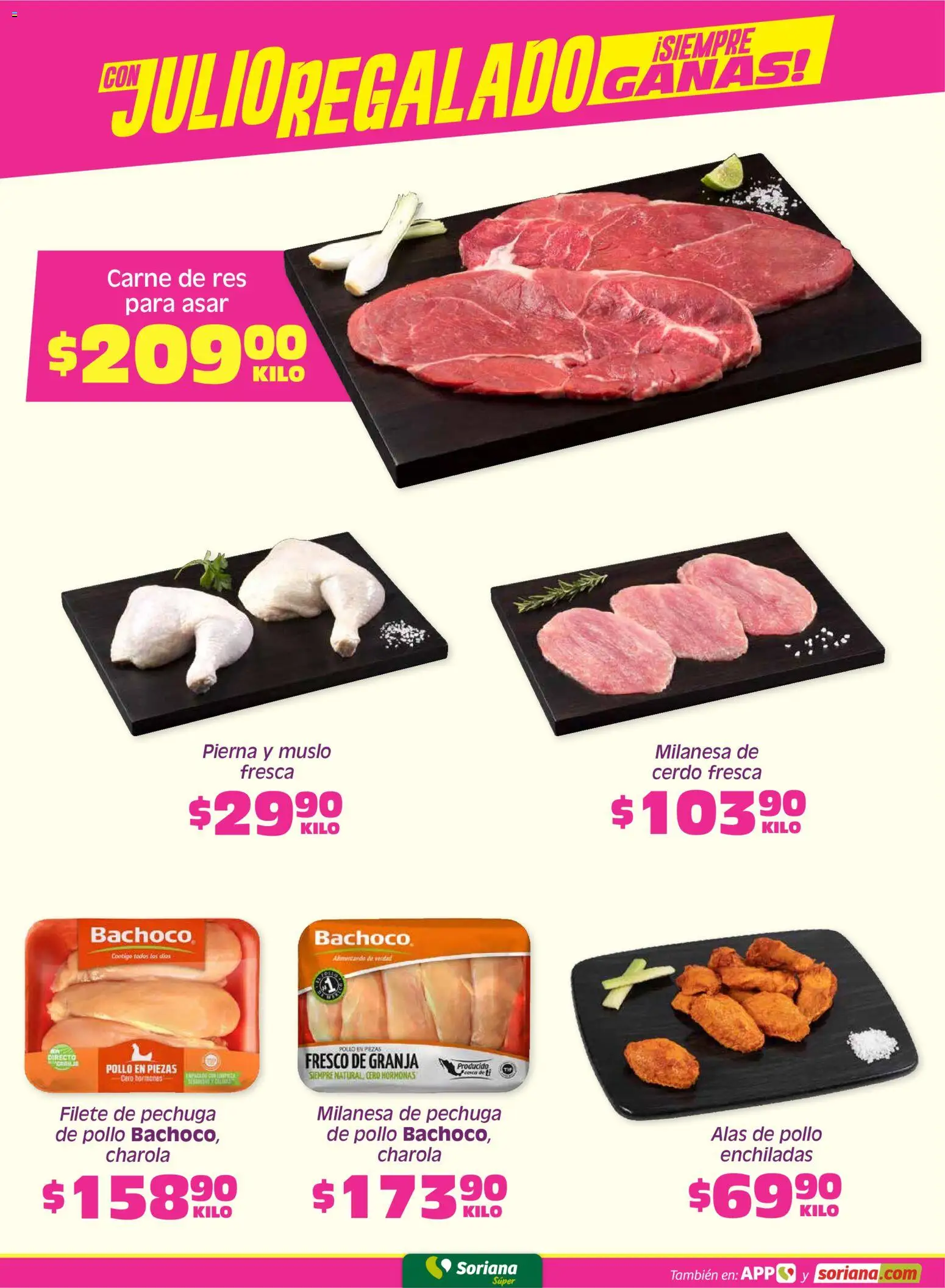 Nuevas ofertas de Soriana válidas en toda la República Mexicana desde el 05.06.2026. ¡Encuentra las mejores ofertas en Soriana Fin de Semana Súper: Ags, Nay, Jal, Qro, Col, Mich, Gto, Hgo, Tlax, Mor, Pue, Gro, Oax, Edo. de Mex, Valle de México, Za! | Página: 4 | Productos: Pollo, Milanesa, Cerdo, Res