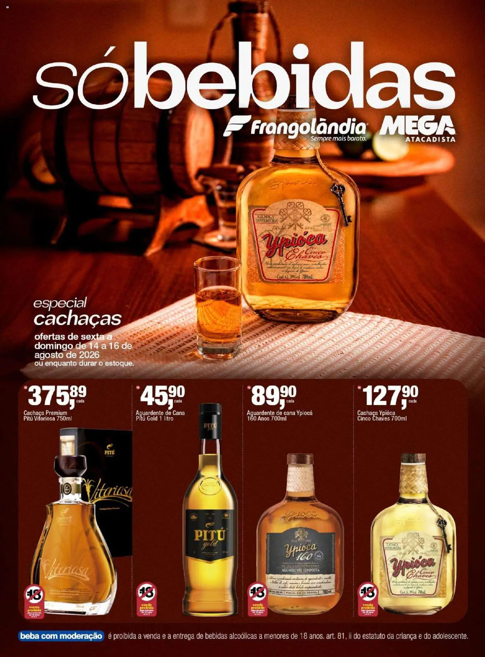 Frangolândia Folheto - válido de 14/08/2026 | Página: 1 | Produtos: Cachaça, Bebidas