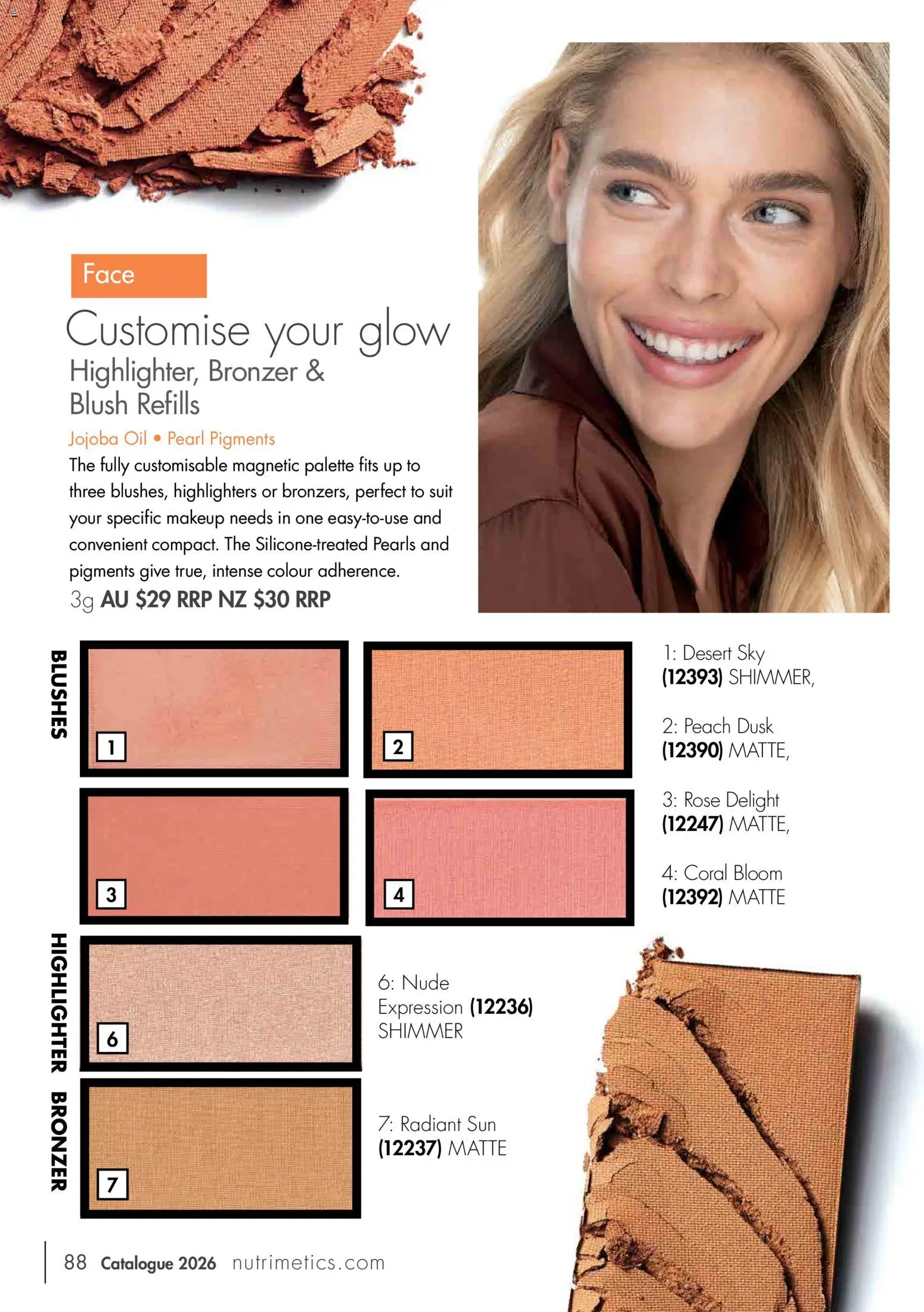 Nutrimetics catalogue - valid from 01/01/2026 | Page: 88 | Products: Blush, Highlighter, Suit, Peach