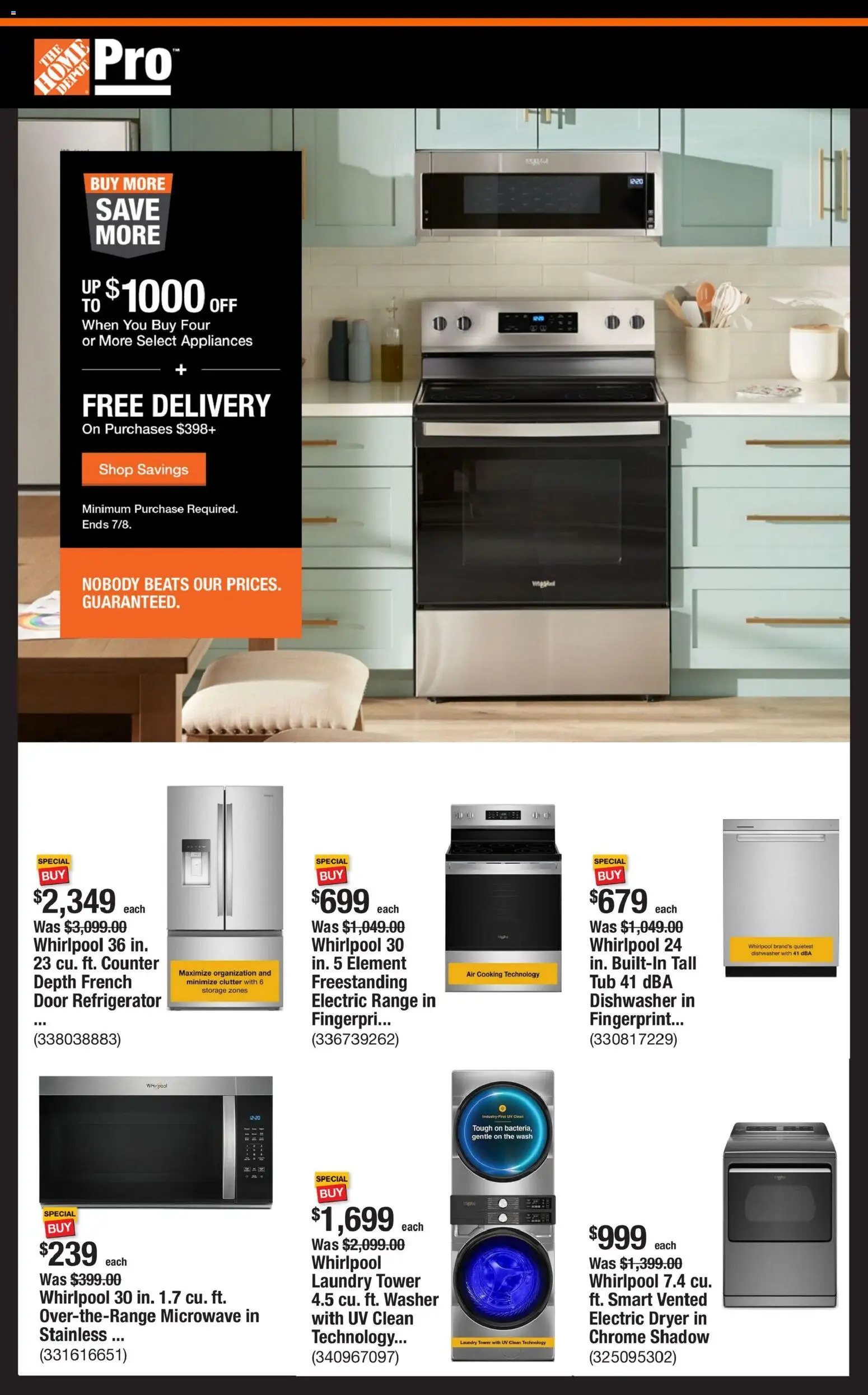 Home Depot Shop Pro Ad - valid from 06/29/2026 | Page: 1 | Products: Microwave, Washer, Dryer, Dishwasher