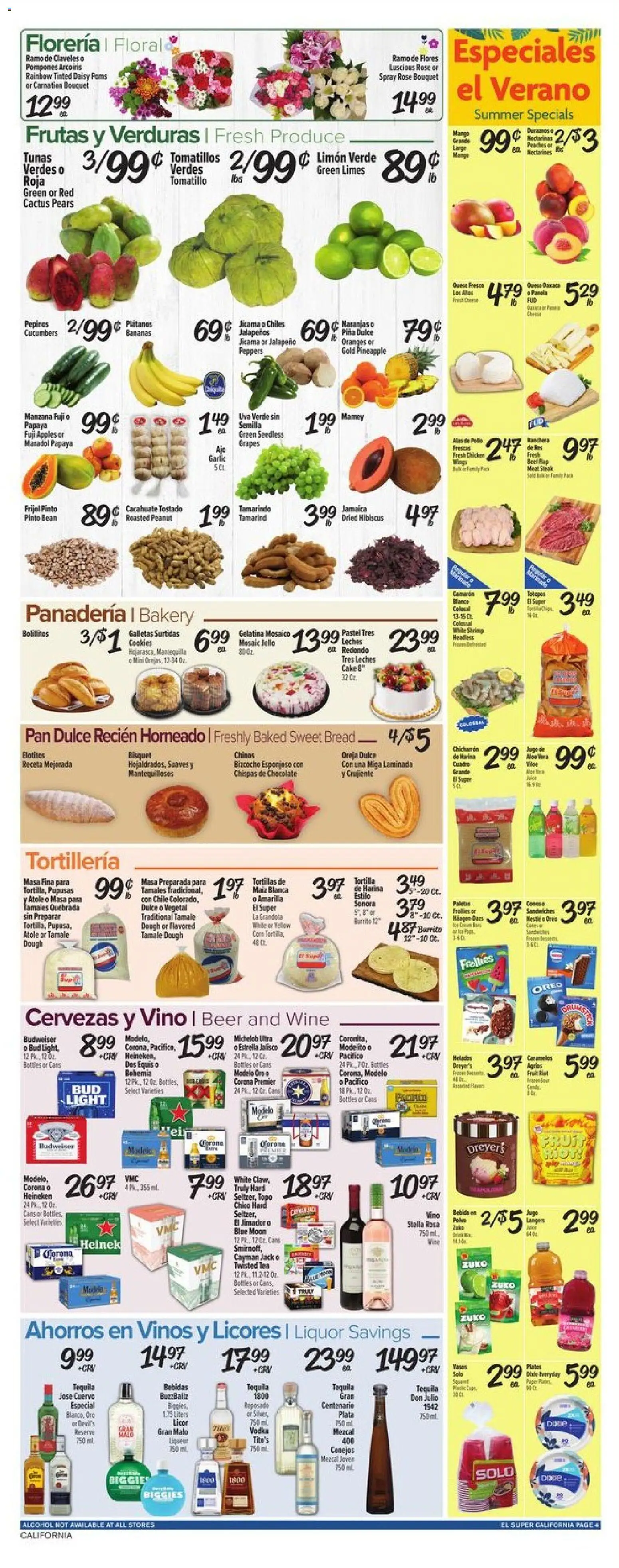 El Super Weekly Ad - CA - valid from 07/29/2026 | Page: 4 | Products: Bread, Beer, Vodka, Mango