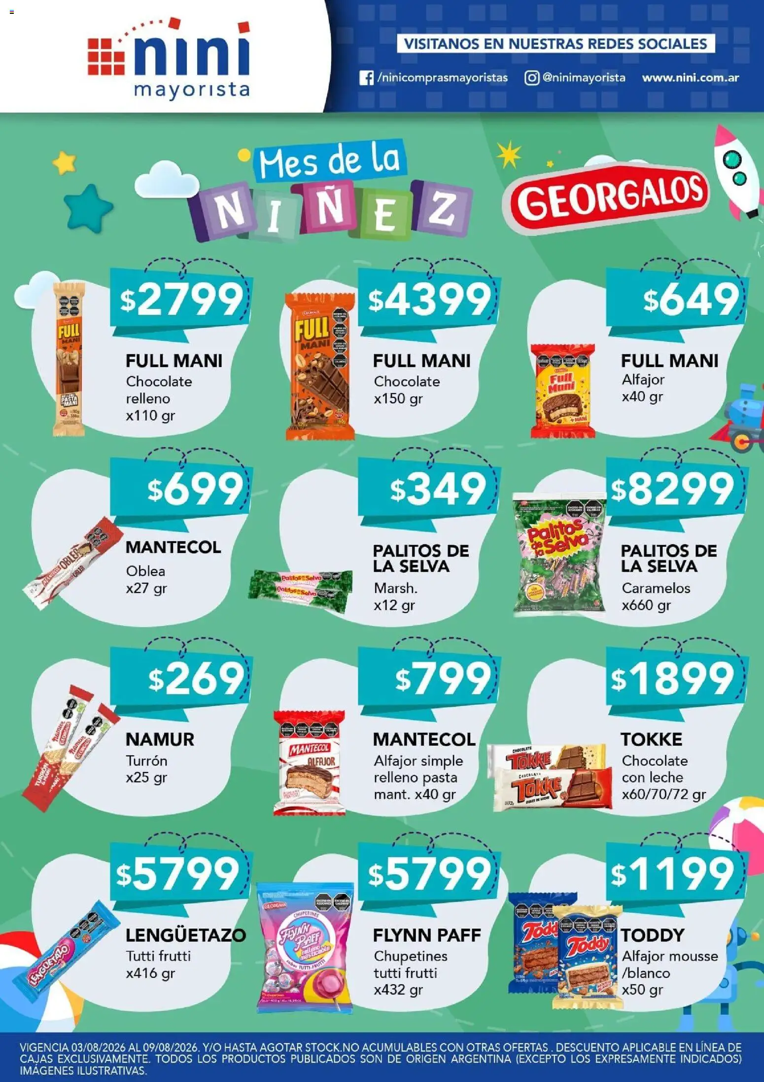 NINI Mayorista ofertas │ válido desde el 03/08/2026 | Página: 34 | Productos: Mani, Chocolate, Alfajor, Pasta