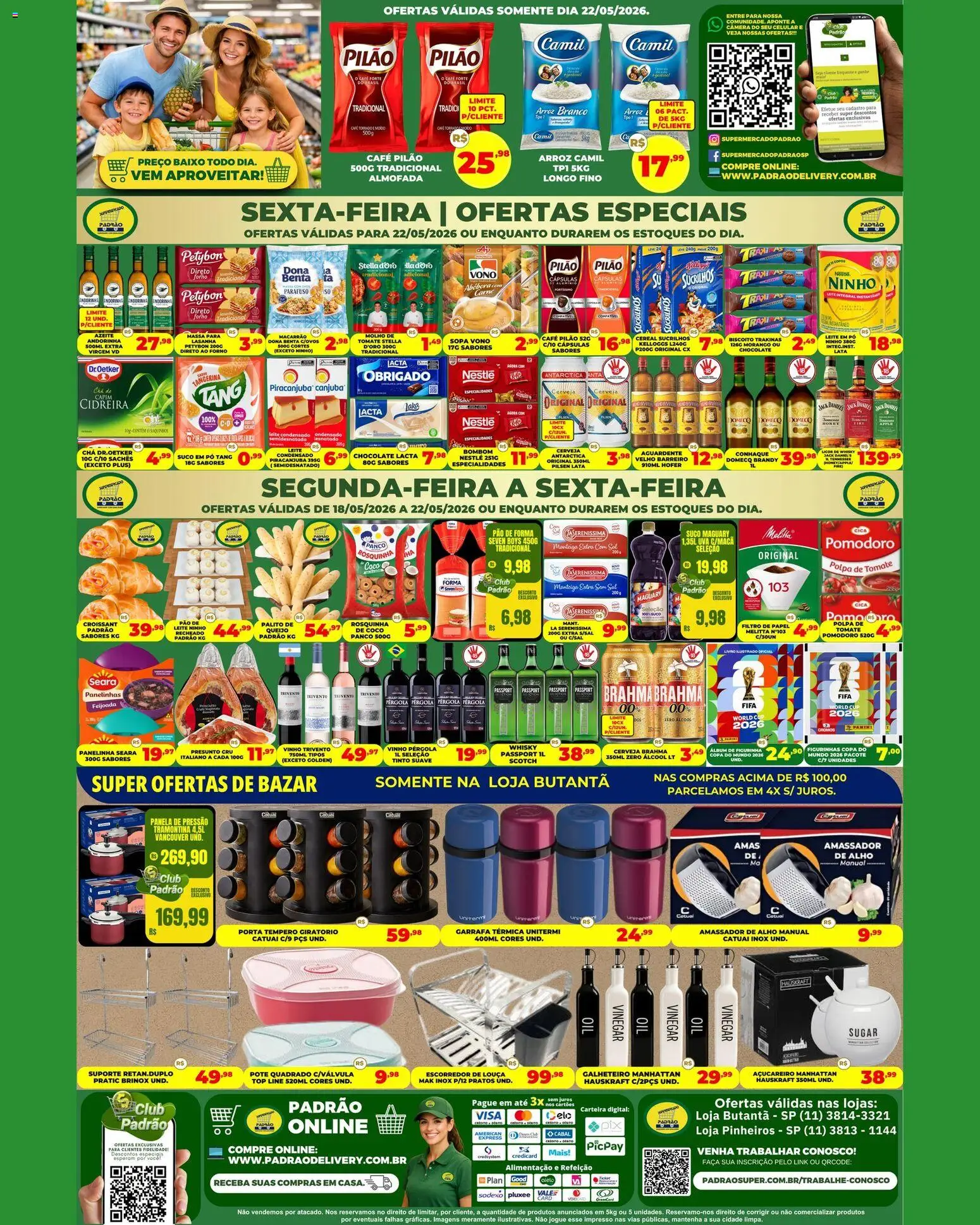 Supermercado Padrão Folheto - válido de 18.05.2026 | Página: 2 | Produtos: Pão, Sucrilhos, Café pilão, Leite em pó