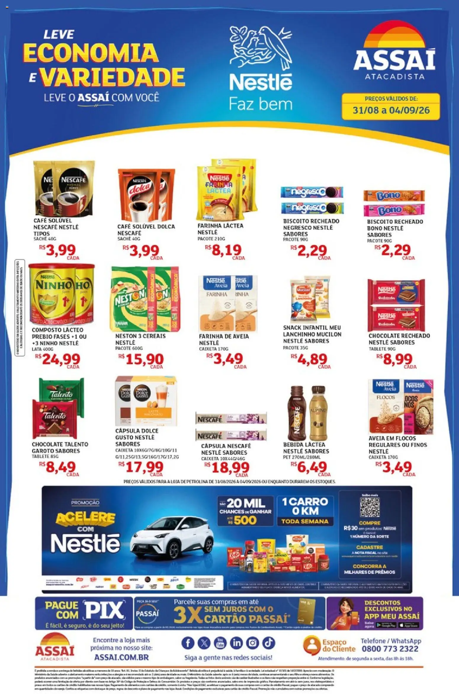 Assaí Atacadista Folheto - válido de 31/08/2026 | Página: 1 | Produtos: Biscoito, Café, Bebida, Aveia