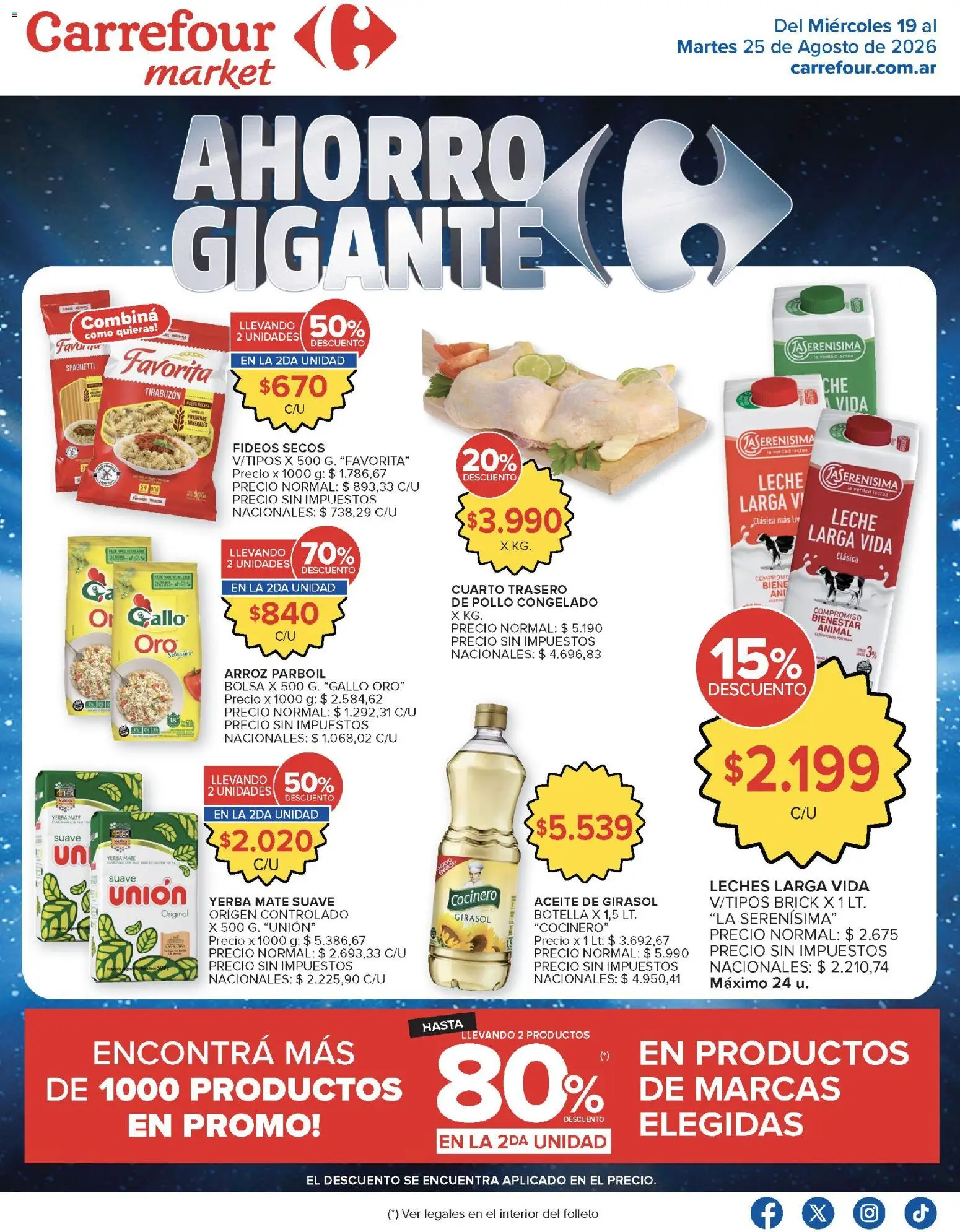 Carrefour ofertas │ válido desde el 19/08/2026 | Página: 34 | Productos: Bolsa, Mate, Huevo, Fideos
