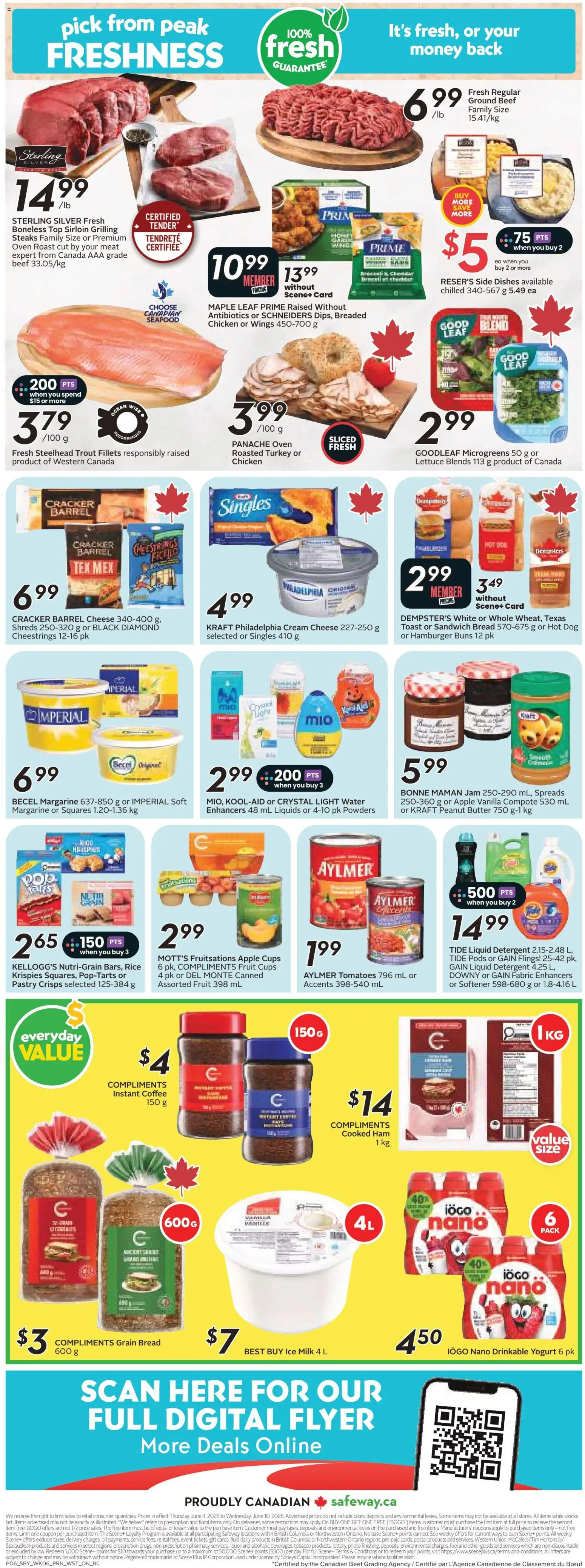 Safeway flyer valid from 04.06.2026 | Page: 4 | Products: Turkey, Oven, Butter, Ham