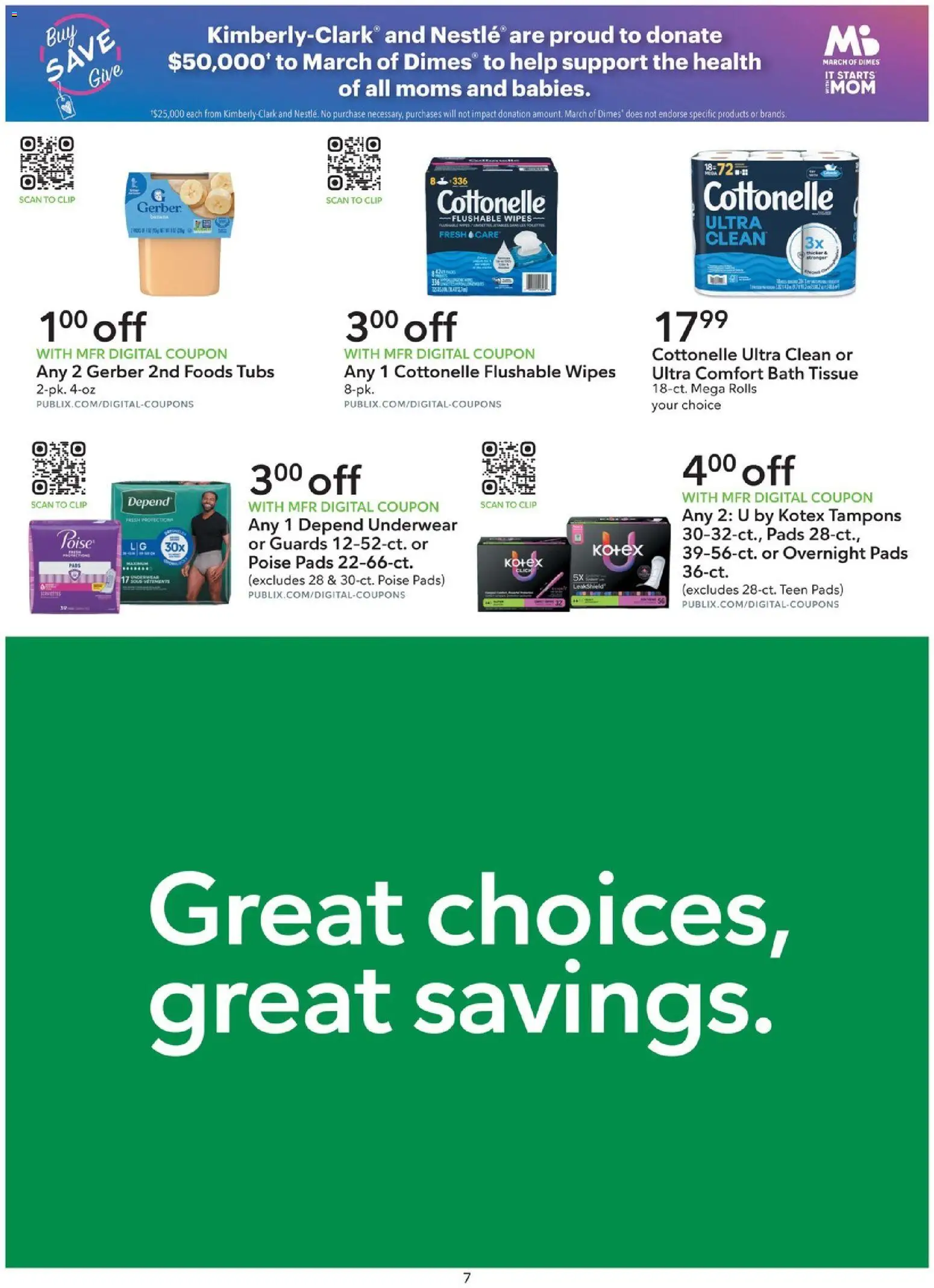Publix Extra Savings - valid from 08/12/2026 | Page: 7 | Products: Clip, Bath, Tampons, Underwear