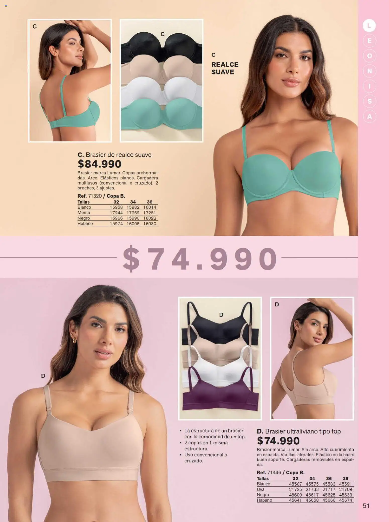 Leonisa revista - valida desde el 15/07/2026 | Página: 51 | Productos: Brasier, Top