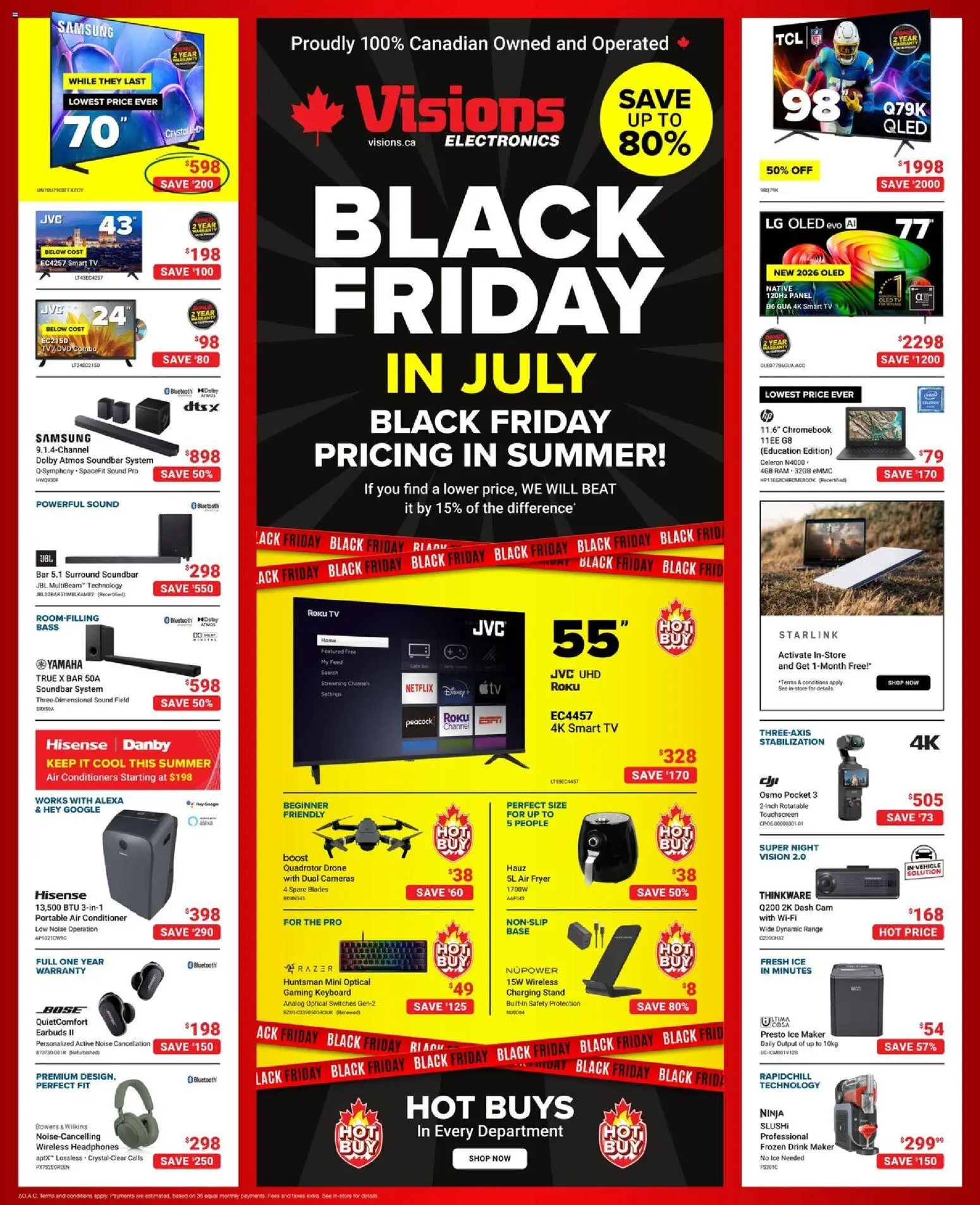 Visions flyer valid from Jul 17, 2026 | Page: 1 | Products: Keyboard, Tv, Headphones, Fryer