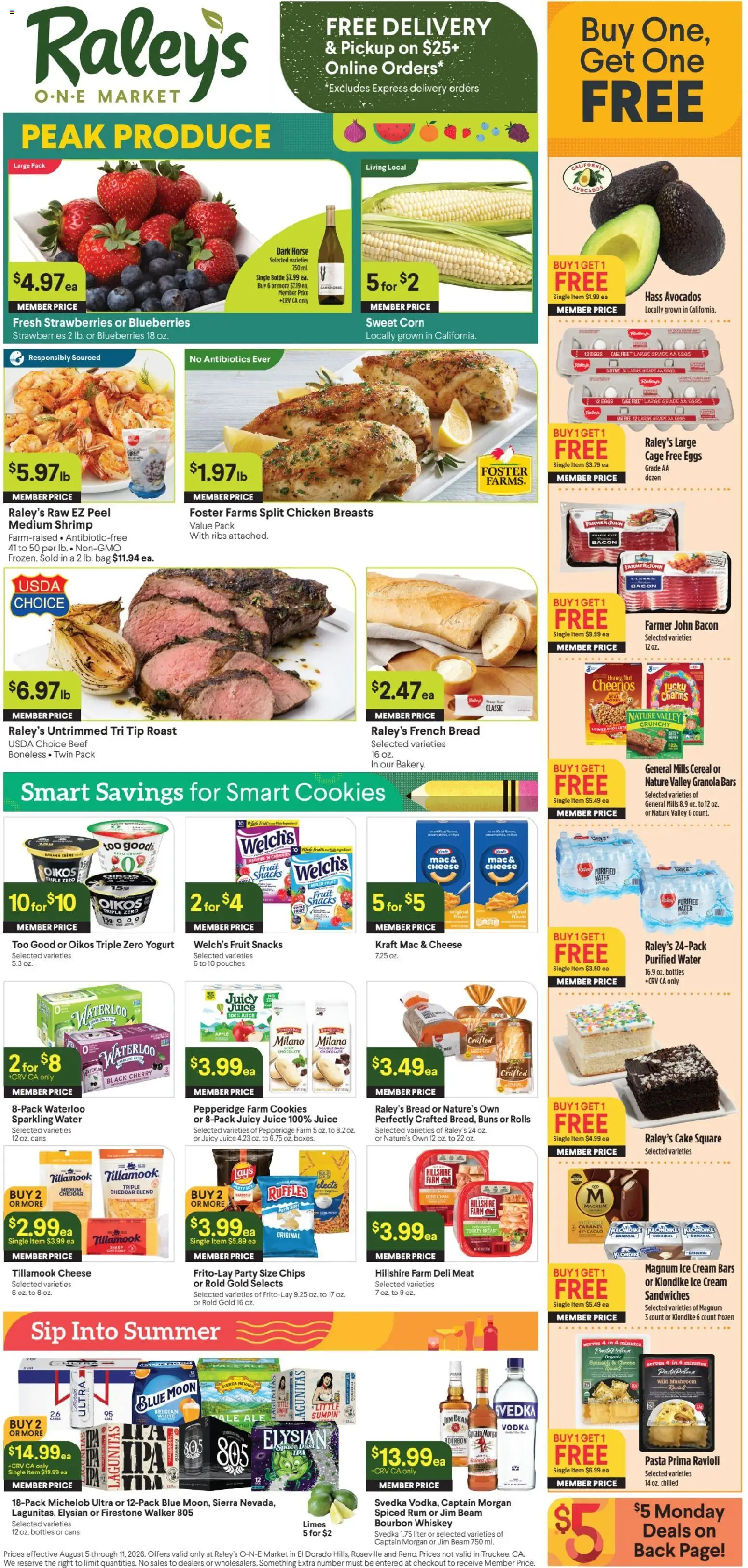 Raley's Ad - valid from 08/05/2026 | Page: 1 | Products: Yogurt, Bread, Cookies, Ice cream