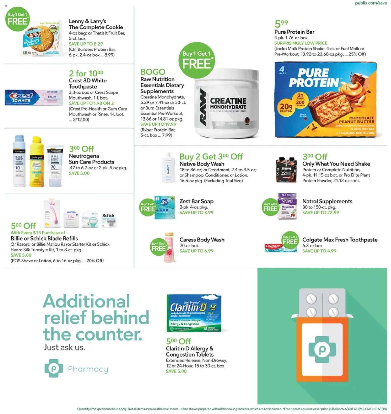 Publix Weekly Ad - valid from 08/05/2026 | Page: 15 | Products: Melatonin, Creatine, Soap, Body Wash