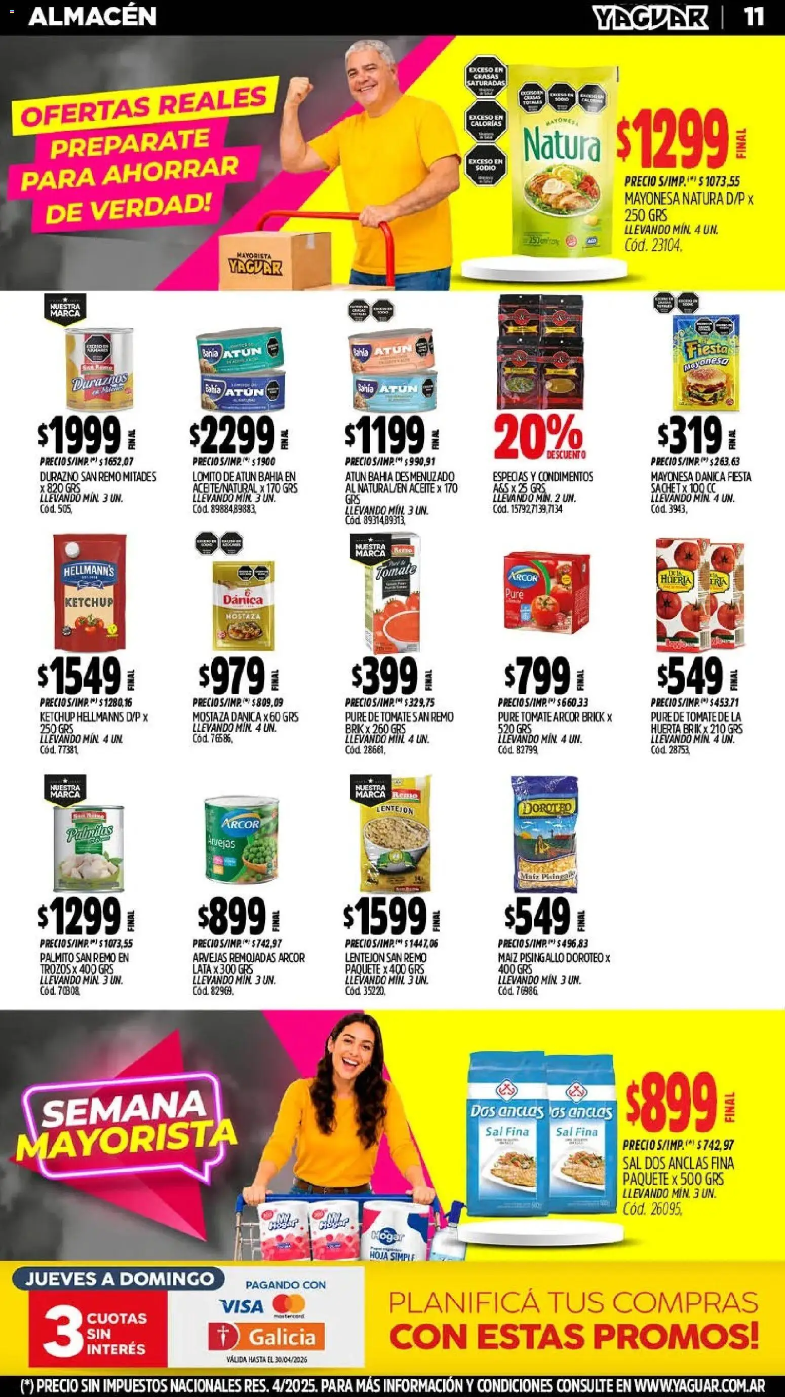 Yaguar - Oferta Semanal Neuquen │ válido desde el 18.05.2026 | Página: 11 | Productos: Mayonesa, Mostaza, Sal, Pure de Tomate