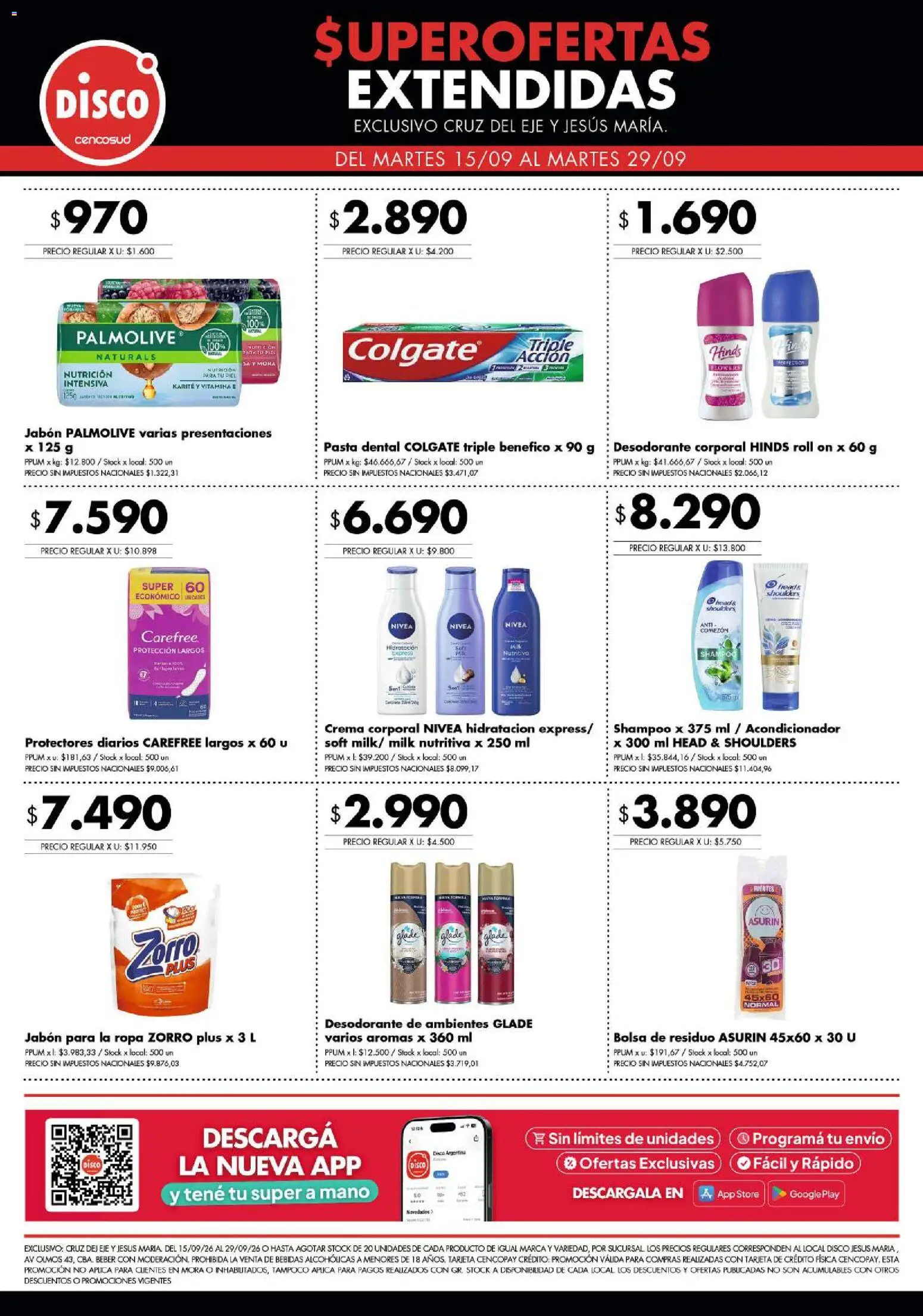 Disco - Superofertas extendidas - Cruz del Eje y Jesus Maria │ válido desde el 15/09/2026 | Página: 5 | Productos: Bolsa, Bebidas, Diarios, Protectores diarios