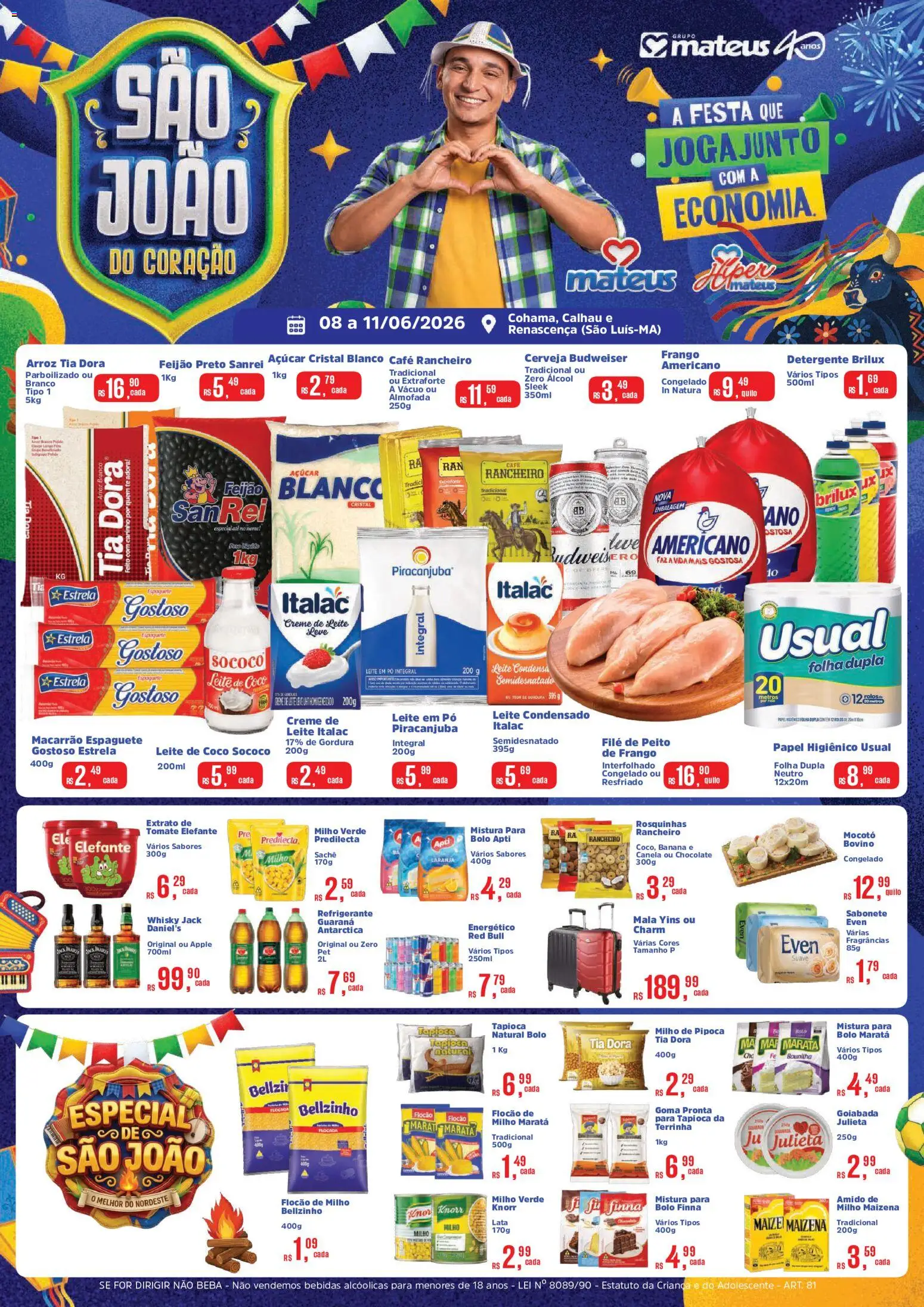 Mateus Folheto - válido de 08.06.2026 | Página: 1 | Produtos: Leite, Cerveja, Creme de leite, Papel higiênico
