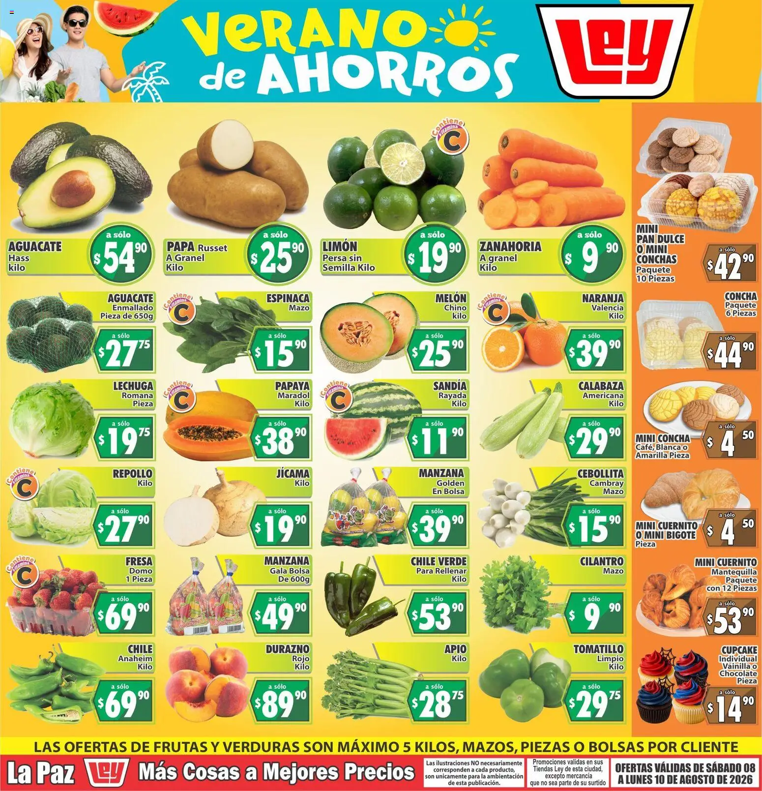 Nuevas ofertas de Casa Ley válidas en toda la República Mexicana desde el 08/08/2026. ¡Encuentra las mejores ofertas en Casa Ley folleto Las ofertas de frutas y verdunas! | Página: 1 | Productos: Limón, Aguacate, Chocolate, Dulce