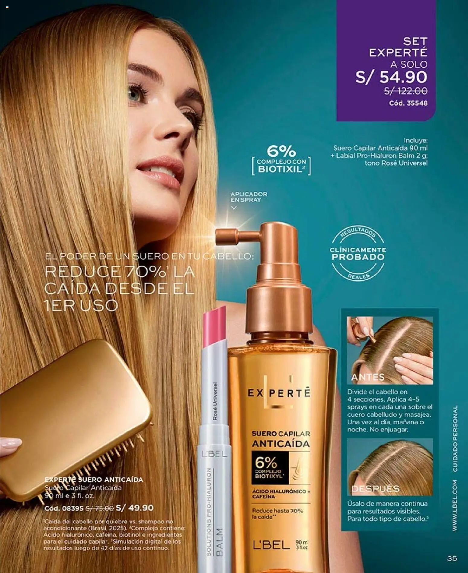 Catálogo L'Bel válido desde 22/08/2026 | Página: 35 | Productos: Shampoo, Té, Ingredientes