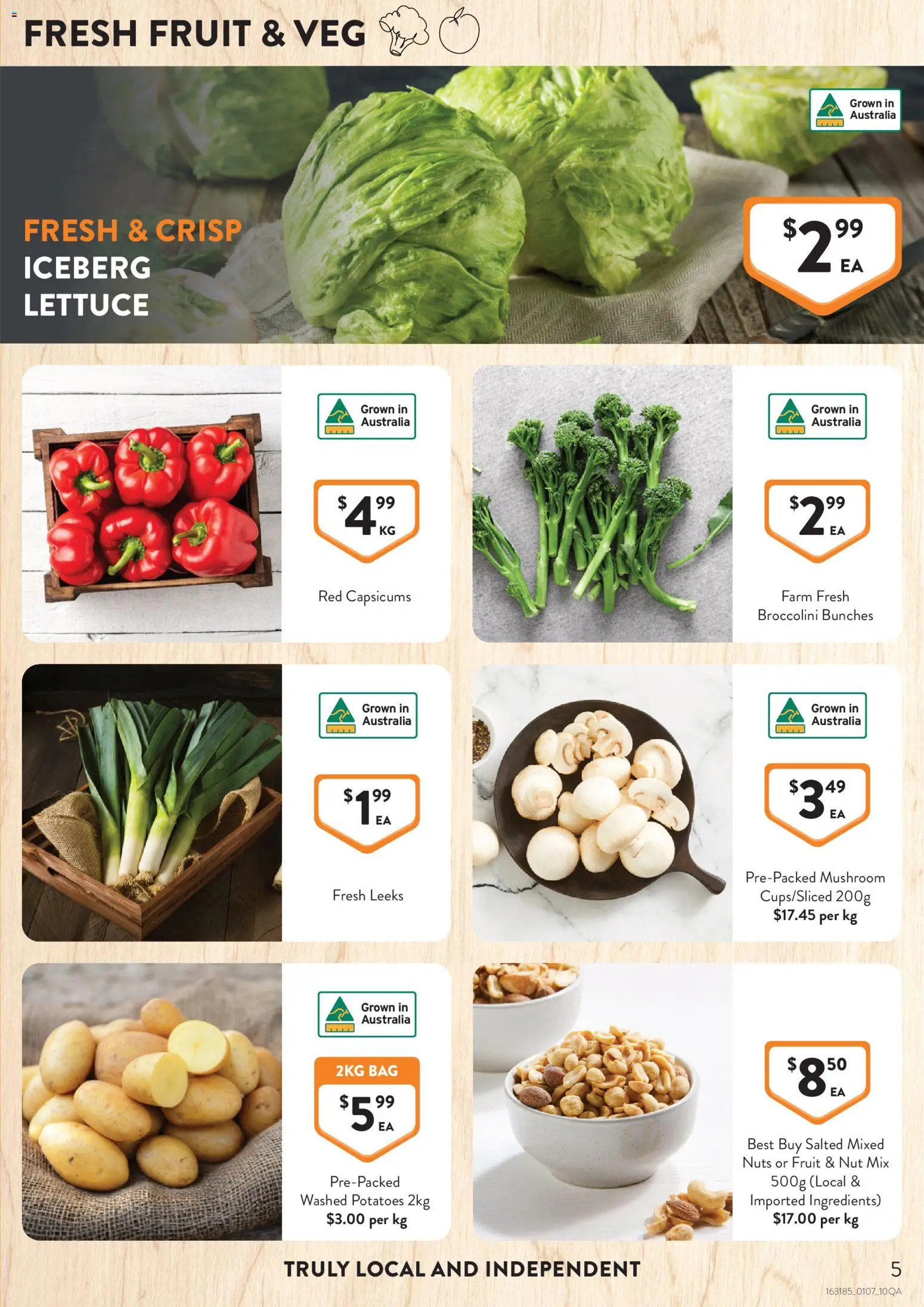 Foodworks catalogue - valid from 24/06/2026 | Page: 5 | Products: Lettuce, Leeks, Nuts, Bag