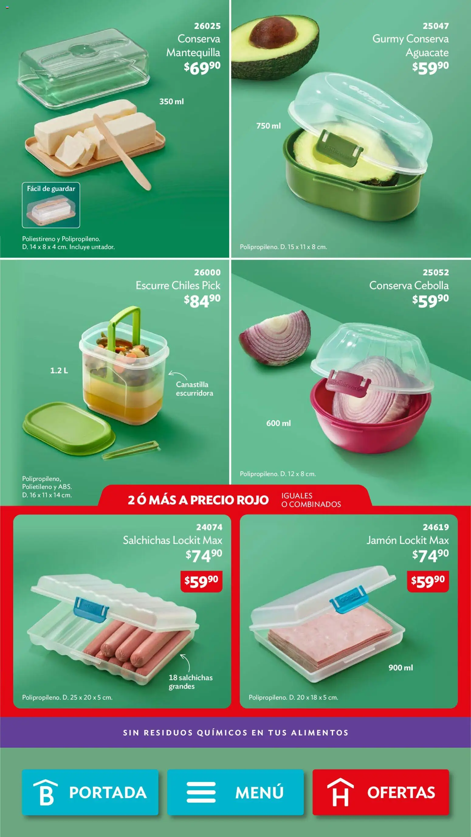 Nuevas ofertas de Betterware válidas en toda la República Mexicana desde el 31/08/2026. ¡Encuentra las mejores ofertas en Betterware campaña 9 2026! | Página: 47 | Productos: Cebolla, Aguacate, Jamón, Salchichas
