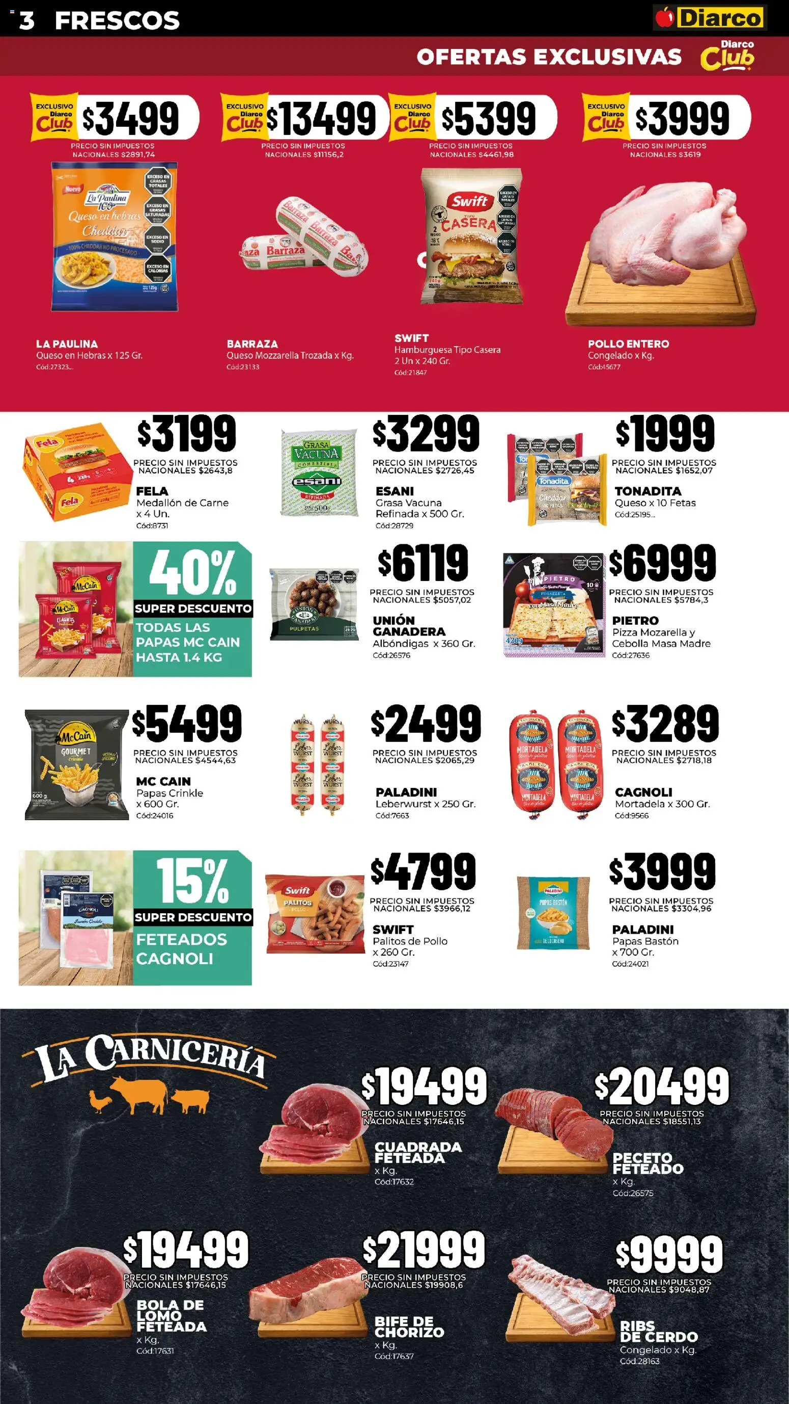 Diarco - Ofertas Pueblo Sur │ válido desde el 03/08/2026 | Página: 3 | Productos: Lomo, Bife, Mortadela, Chorizo