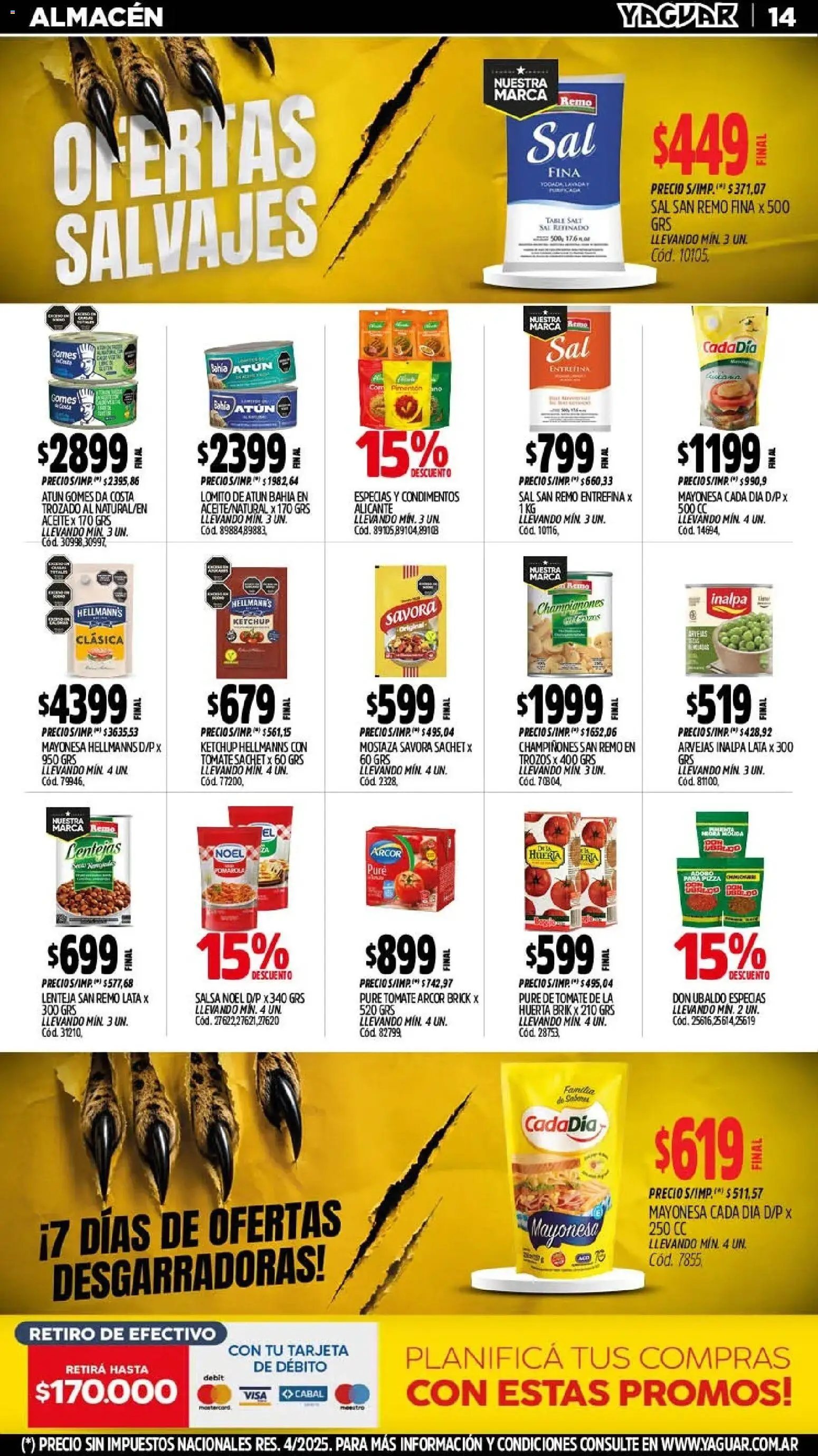 Yaguar - Oferta Semanal Trelew │ válido desde el 10/08/2026 | Página: 15 | Productos: Aceite, Mayonesa, Champiñones, Tomate