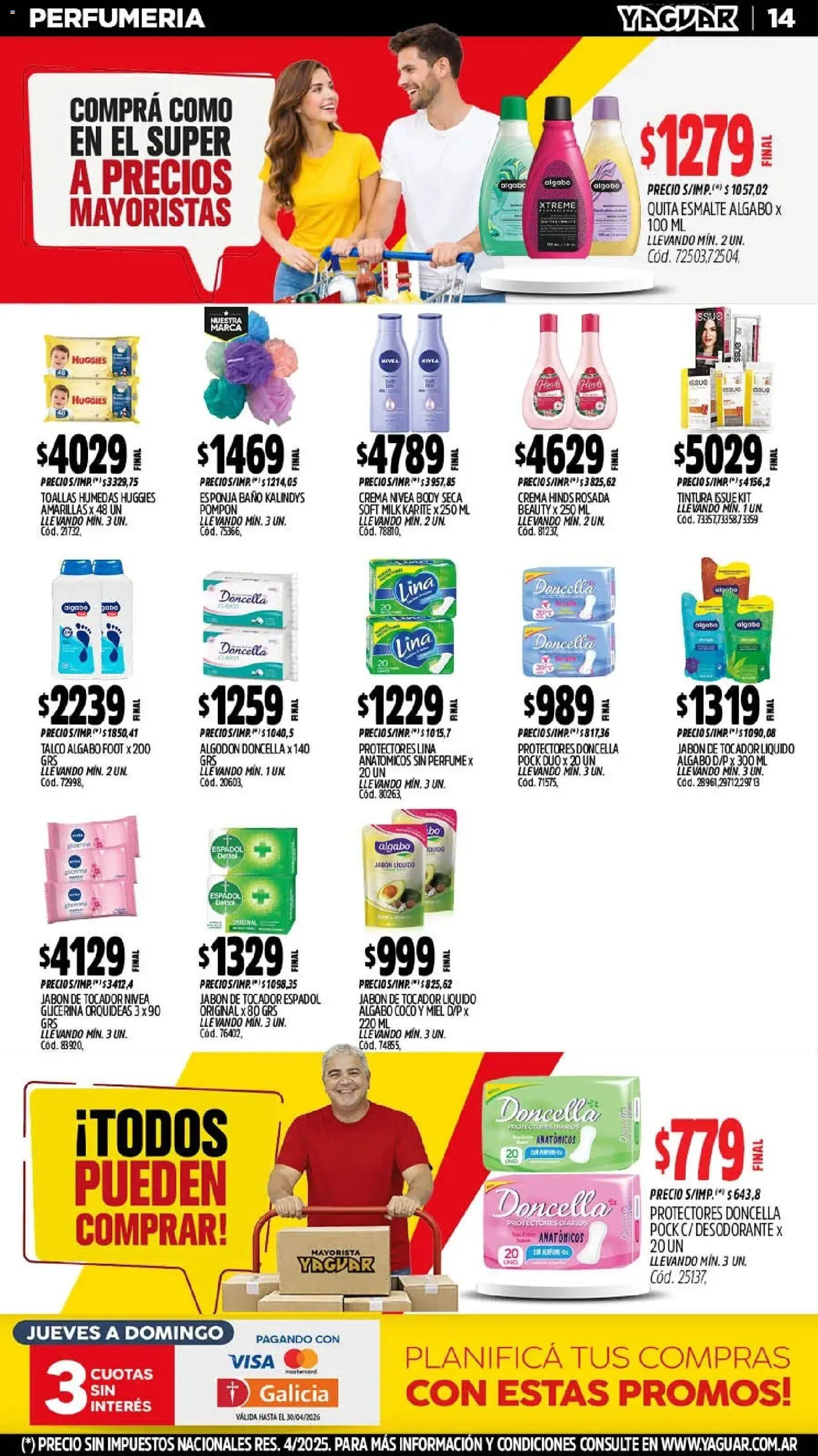 Yaguar - Oferta Semanal Mendoza │ válido desde el 11.05.2026 | Página: 14 | Productos: Algodón, Body, Toallas, Protectores diarios