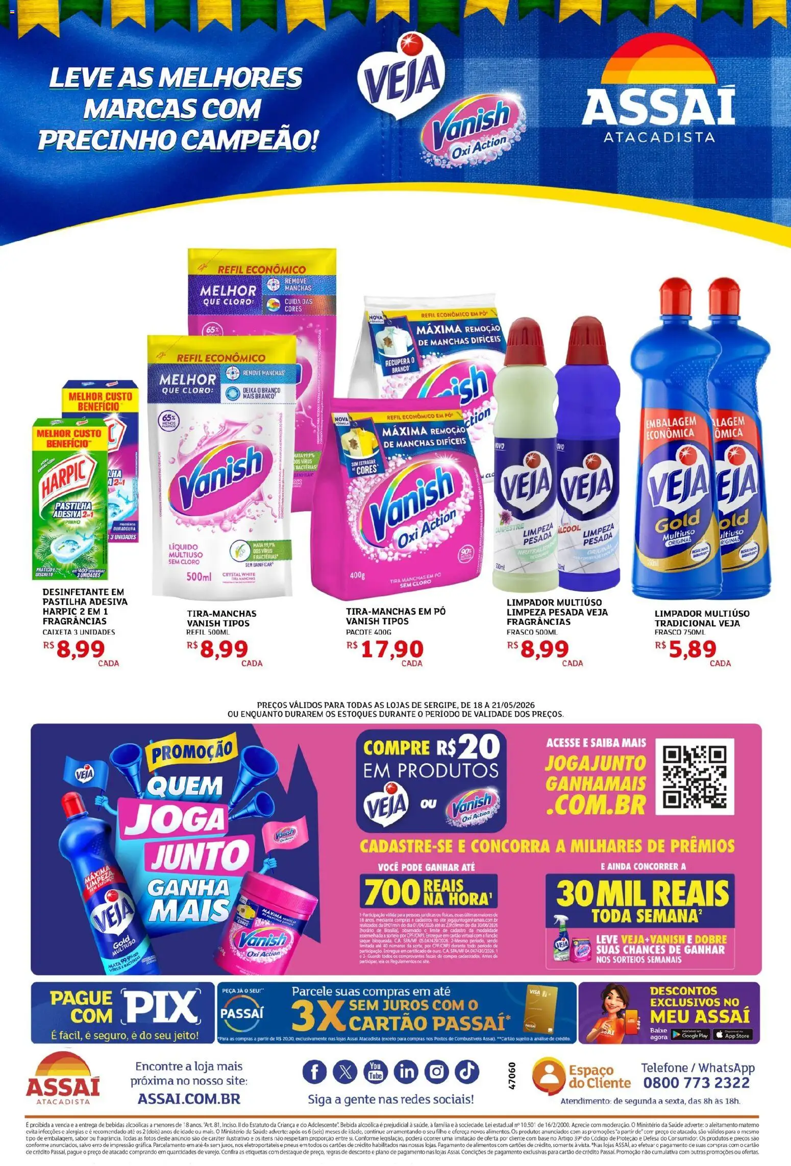 Assaí Atacadista Folheto - válido de 18.05.2026 | Página: 4 | Produtos: Tira manchas, Limpador multiuso, Telefone, Desinfetante