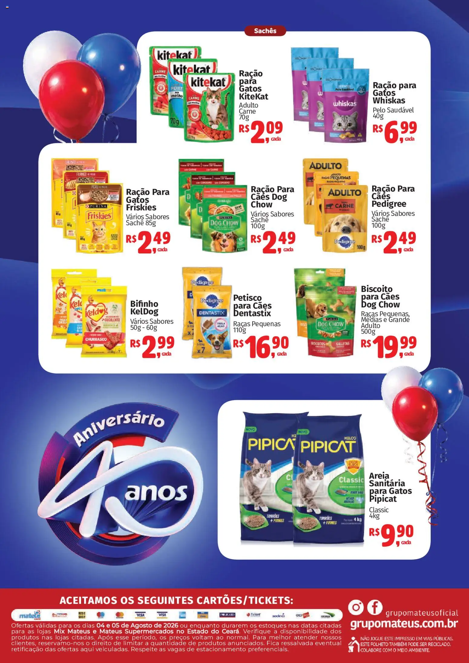 Mateus Folheto - válido de 04/08/2026 | Página: 2 | Produtos: Peixe, Carne, Biscoitos, Frango