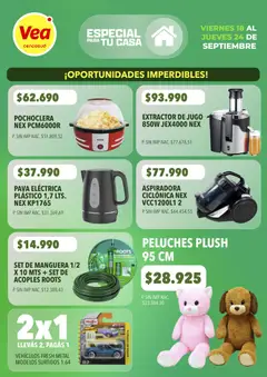 Vista previa Vea - Especial para tu casa válido desde el 18/09/2026 | Página: 4 | Productos: Peluches, Manguera, Jugo, Pava eléctrica