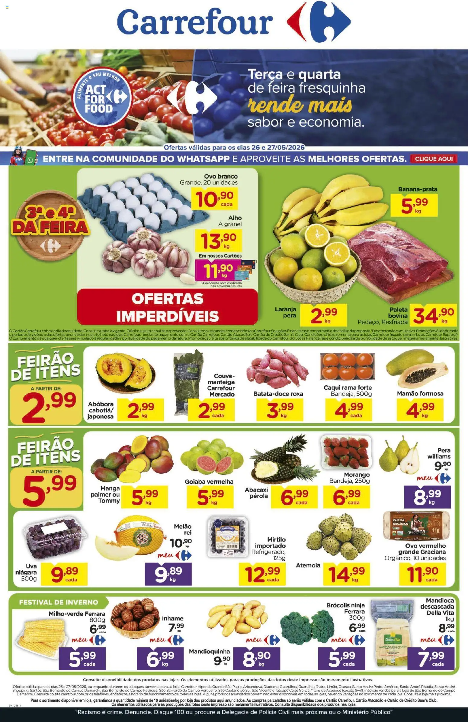 Carrefour Folheto - válido de 26.05.2026 | Página: 1 | Produtos: Goiaba, Pera, Inhame, Mandioca