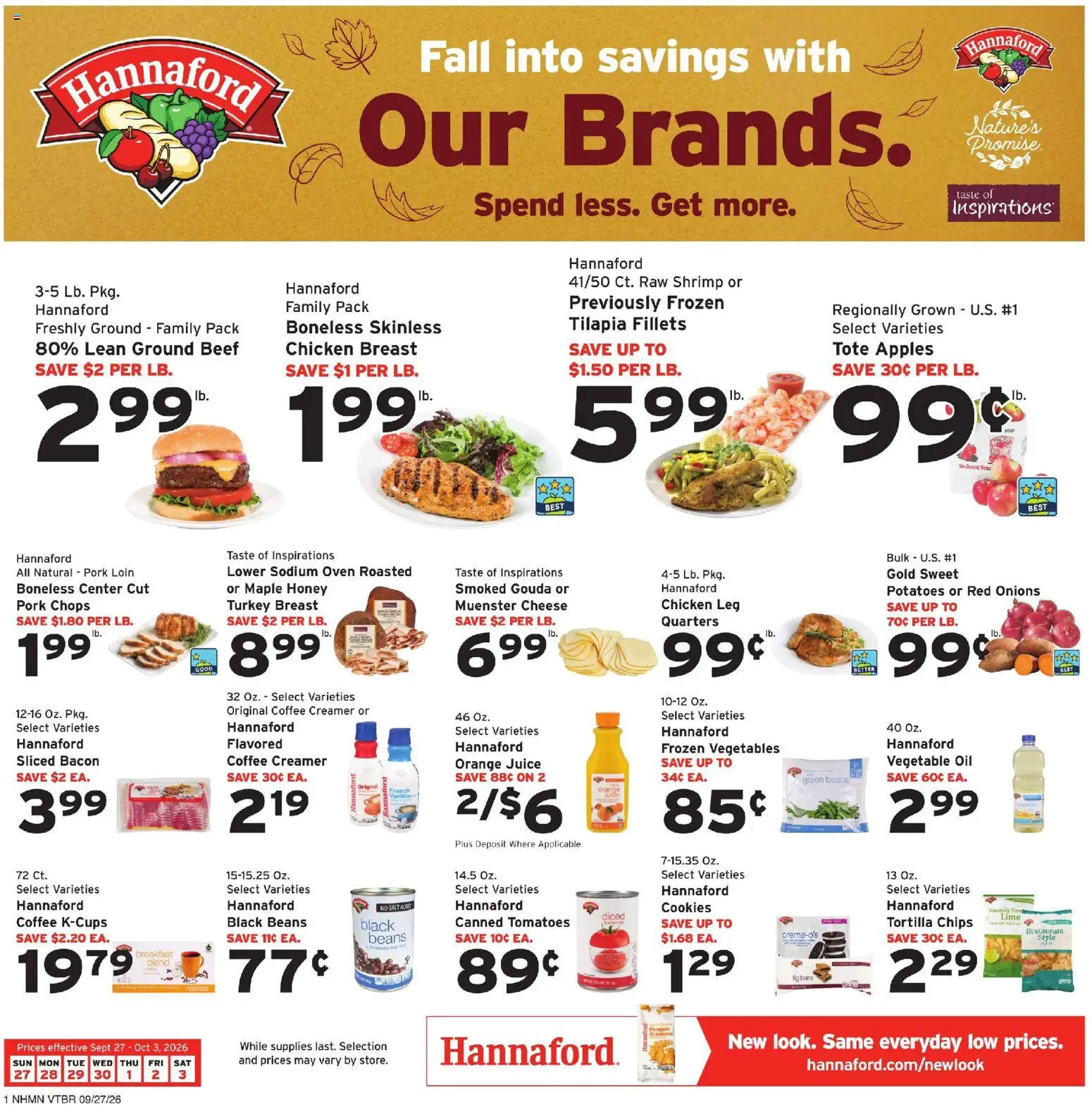 Hannaford Weekly Ad - valid from 09/27/2026 | Page: 1 | Products: Apples, Salt, Ground beef, Vanilla
