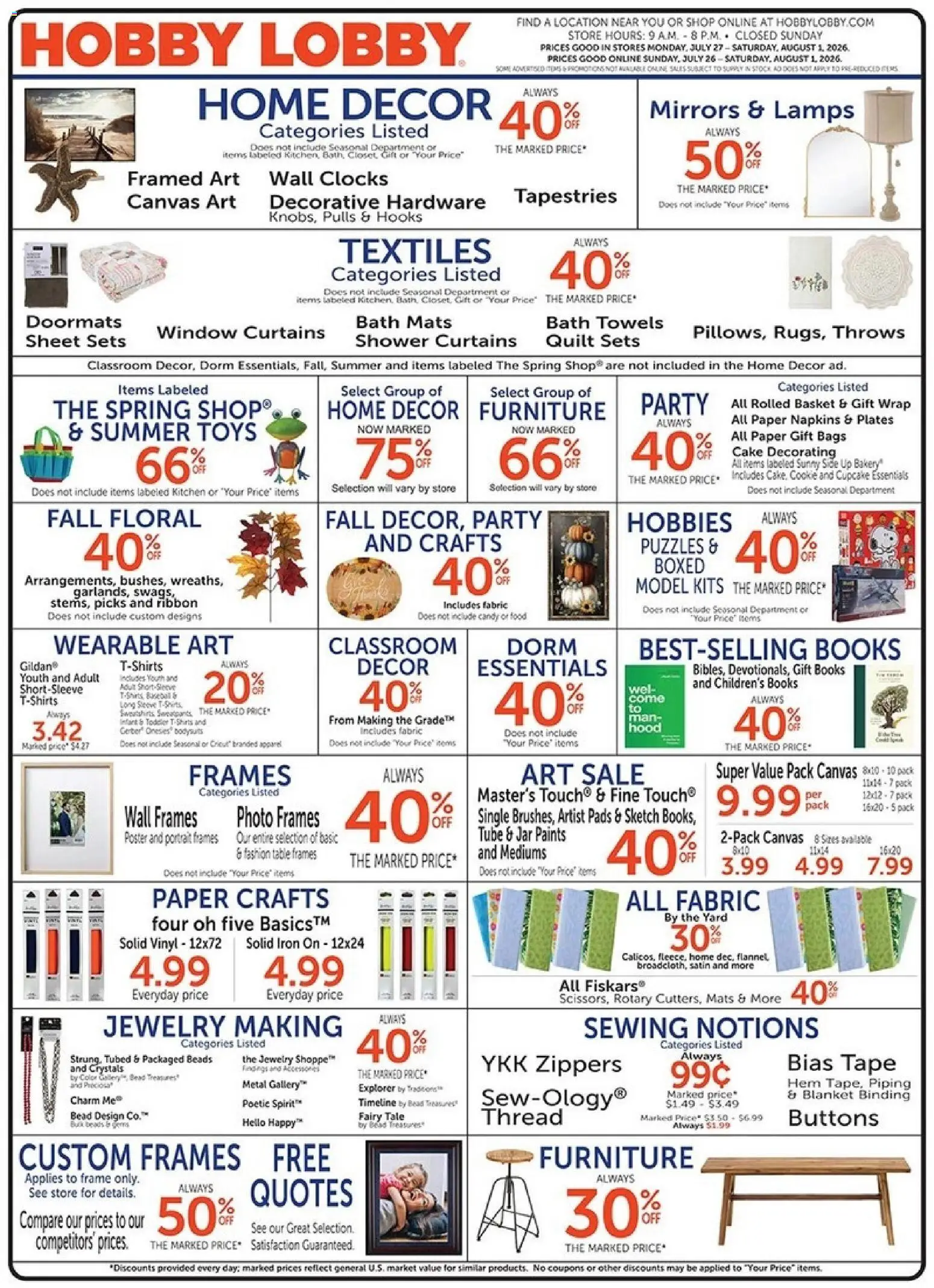 Hobby Lobby Weekly Ad - valid from 07/26/2026 | Page: 1