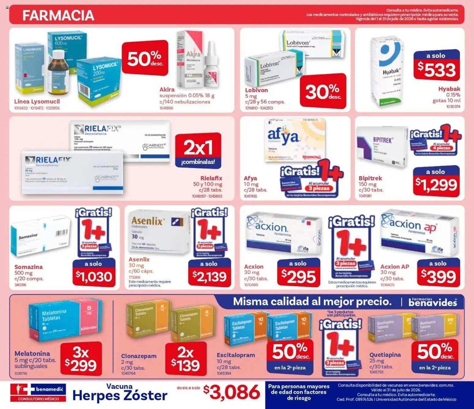 Nuevas ofertas de Farmacia Benavides válidas en toda la República Mexicana desde el 01/07/2026. ¡Encuentra las mejores ofertas en Farmacia Benavides catálogo! | Página: 6