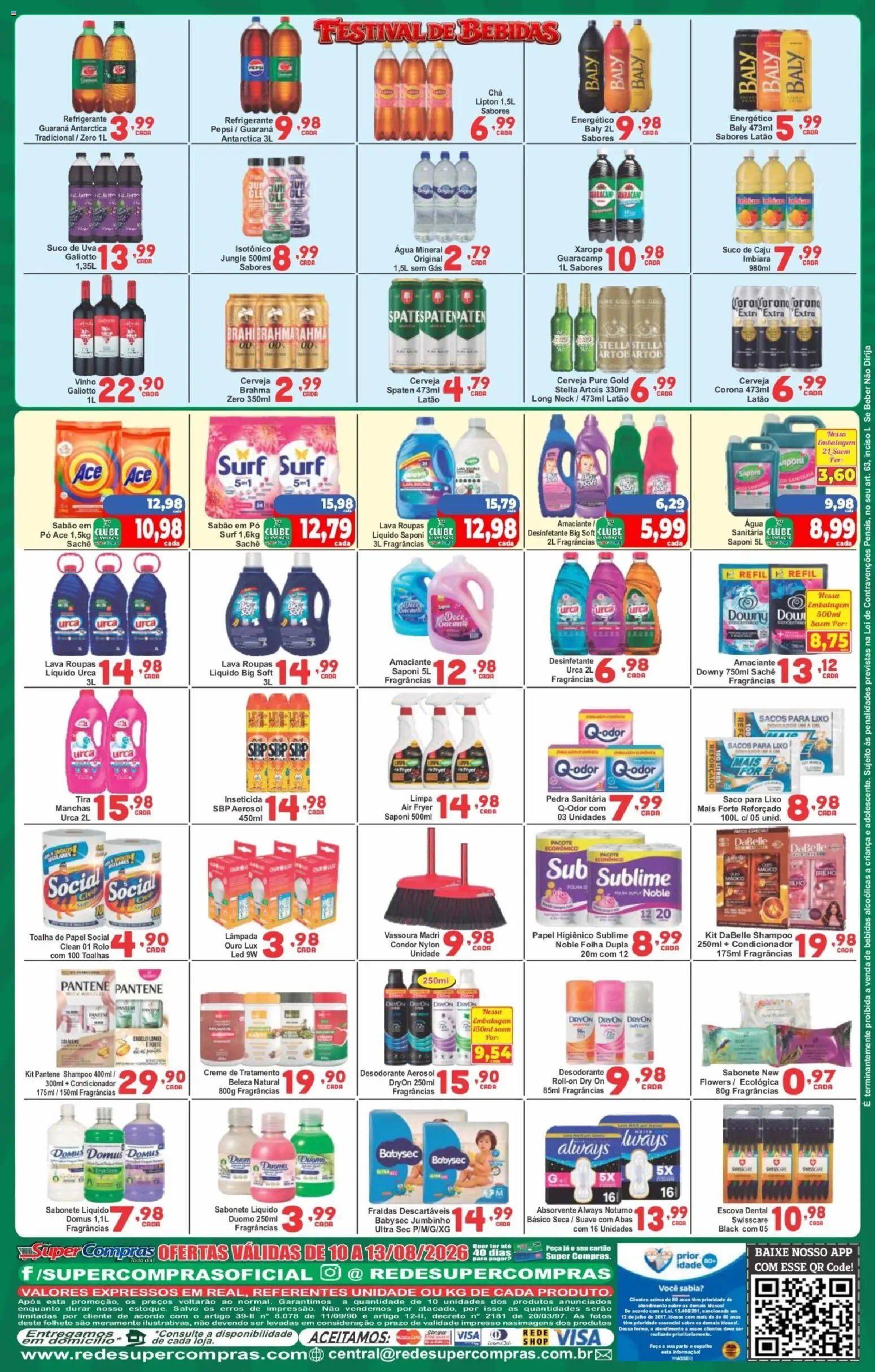 Rede Super Compras Folheto - válido de 10/08/2026 | Página: 4 | Produtos: Lâmpada, Água, Creme, Papel higiênico